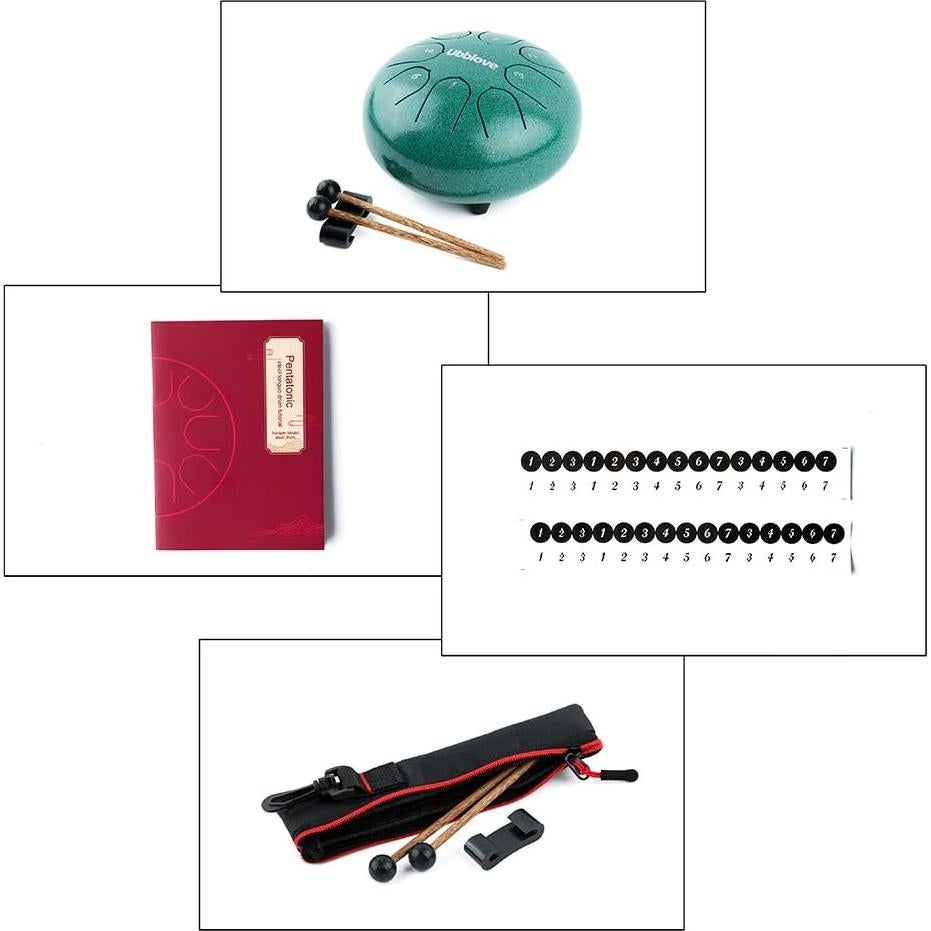 Tambor de Lengua de Acero Ubblove 8 Notas 15 cm Clave de C Verde