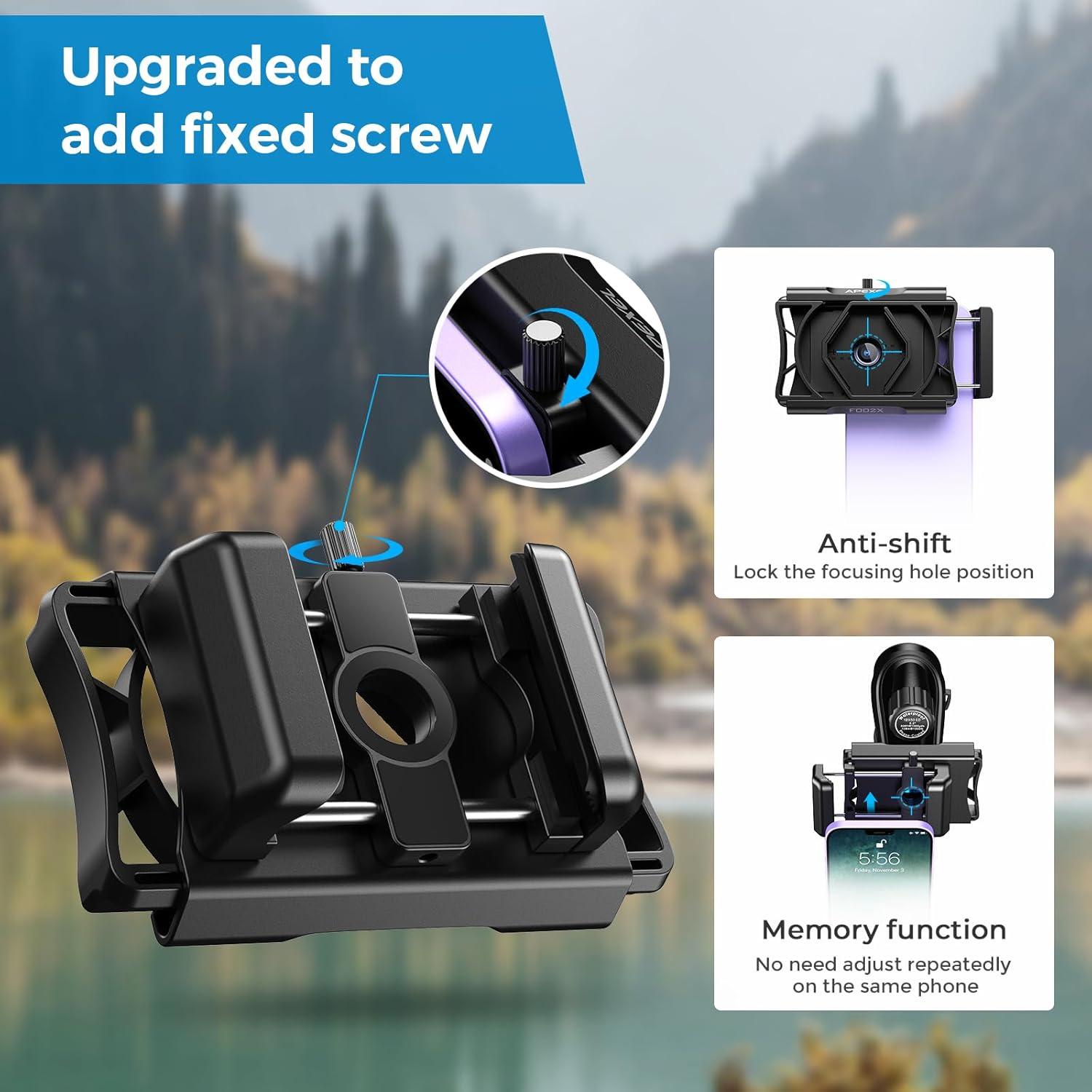 Adaptador de Teléfono APEXEL 360° para Telescopio y Monocular