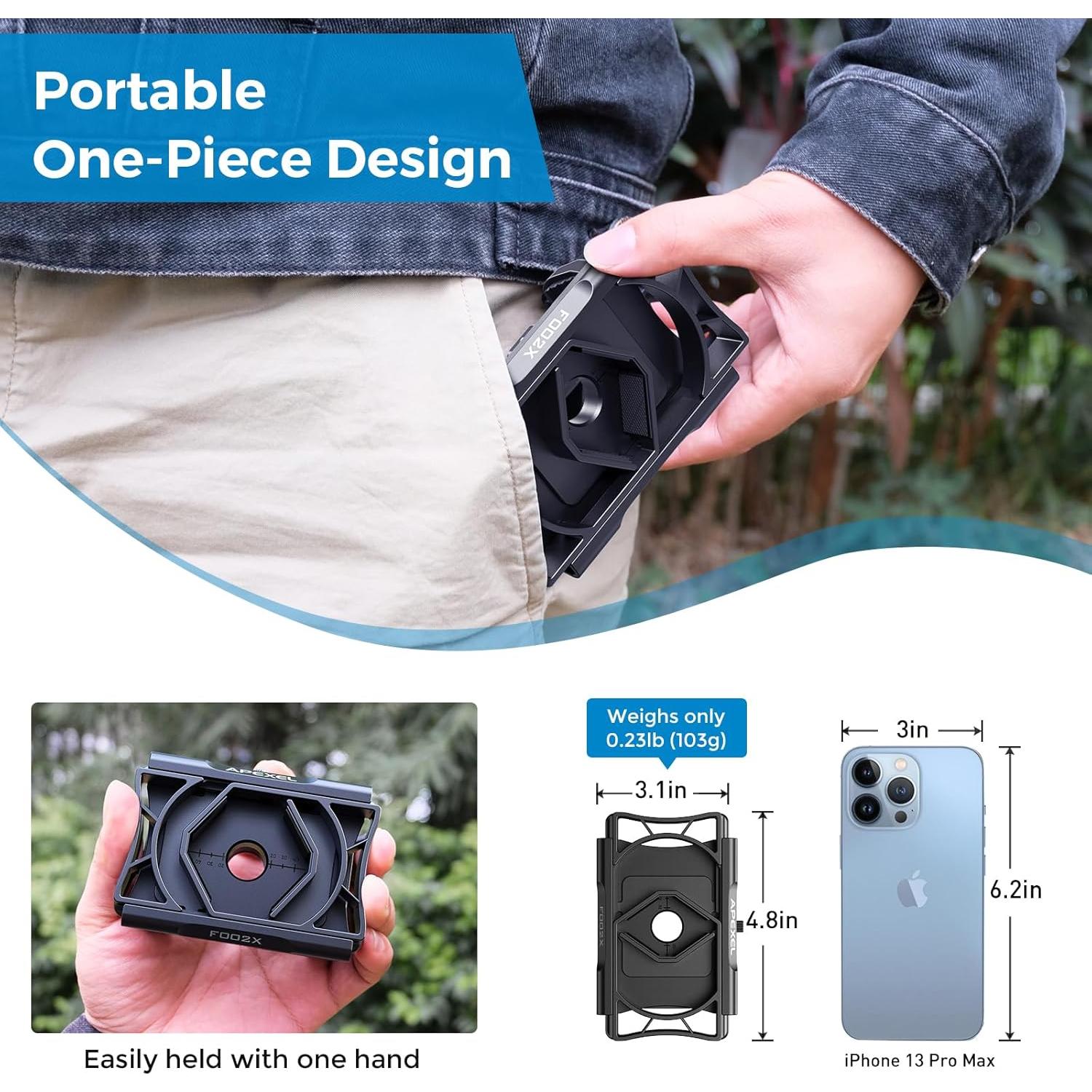 Adaptador de Teléfono APEXEL 360° para Telescopio y Monocular
