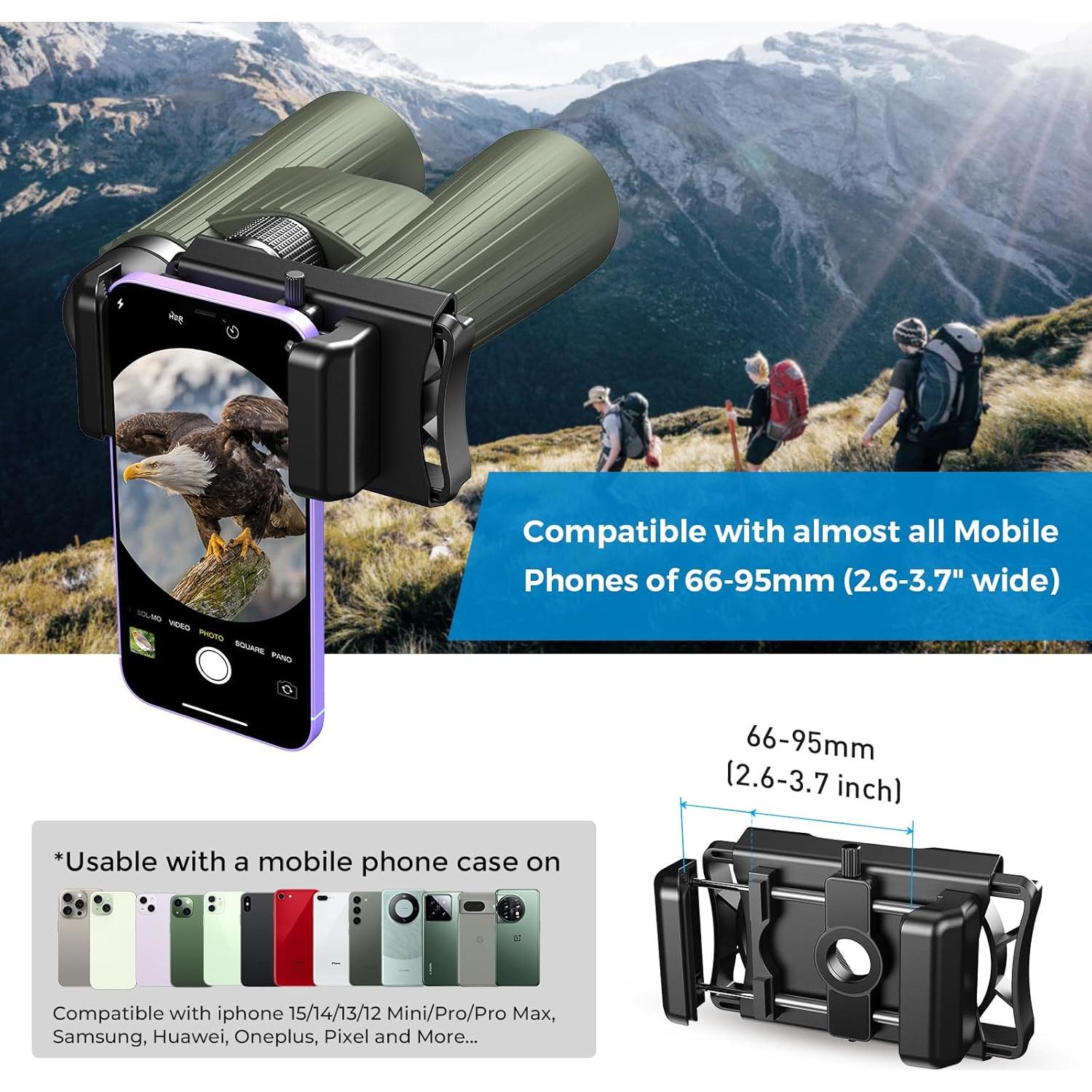 Adaptador de Teléfono APEXEL 360° para Telescopio y Monocular