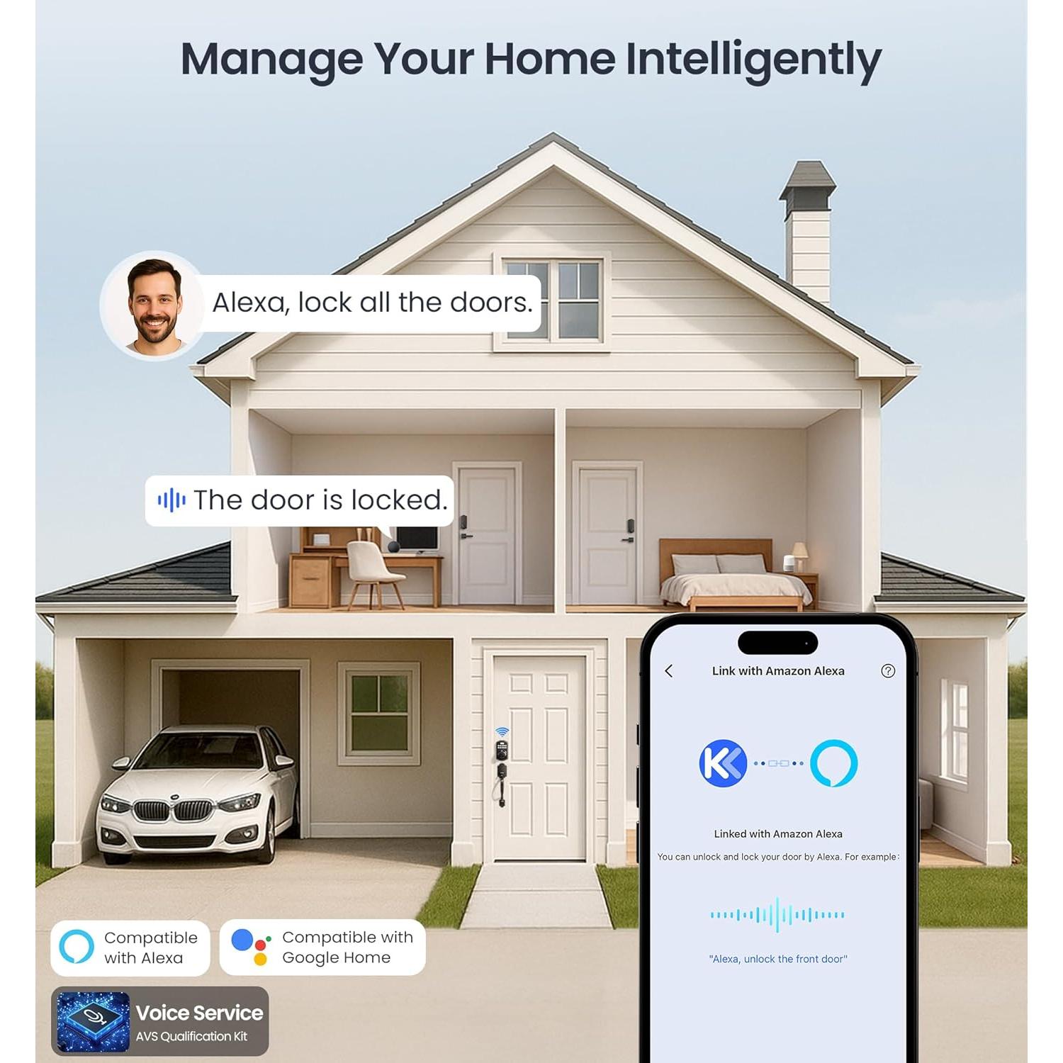 Cerradura Inteligente Veise VE012W WiFi, Control Remoto, Auto-Bloqueo