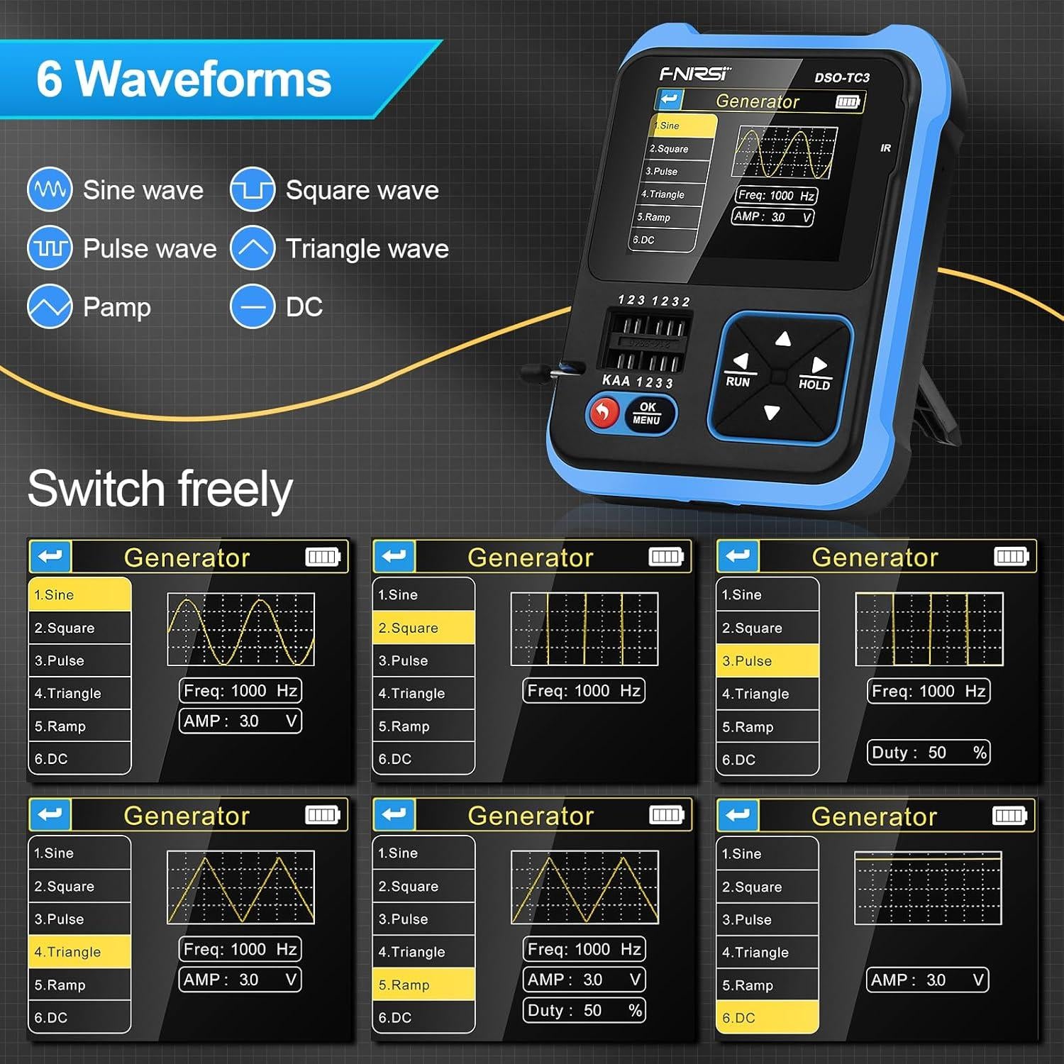 Osciloscopio DSO-TC3 Portátil 3-en-1 500kHz Generador de Señal