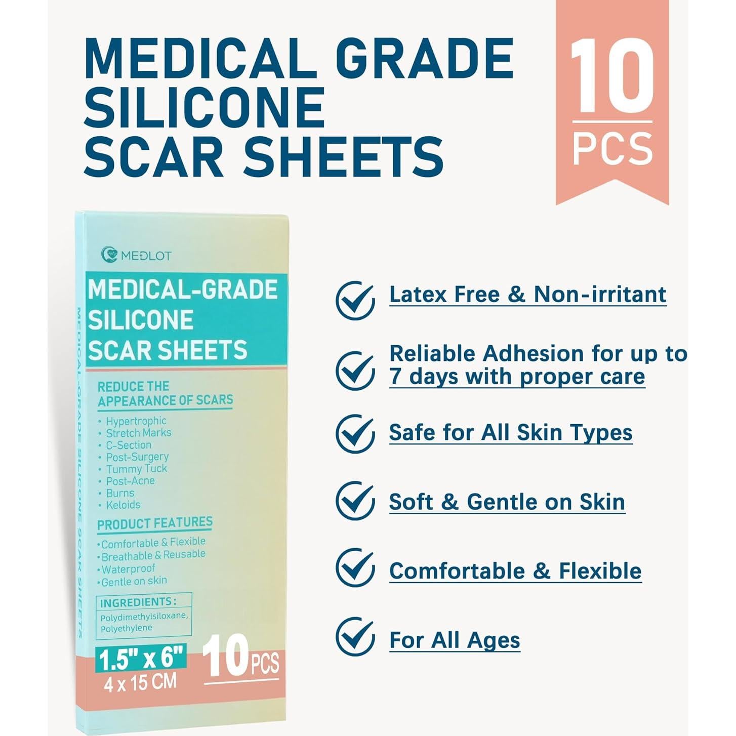 Hojas de Silicona para Cicatrices LotFancy 10pcs 3.81x15.24cm