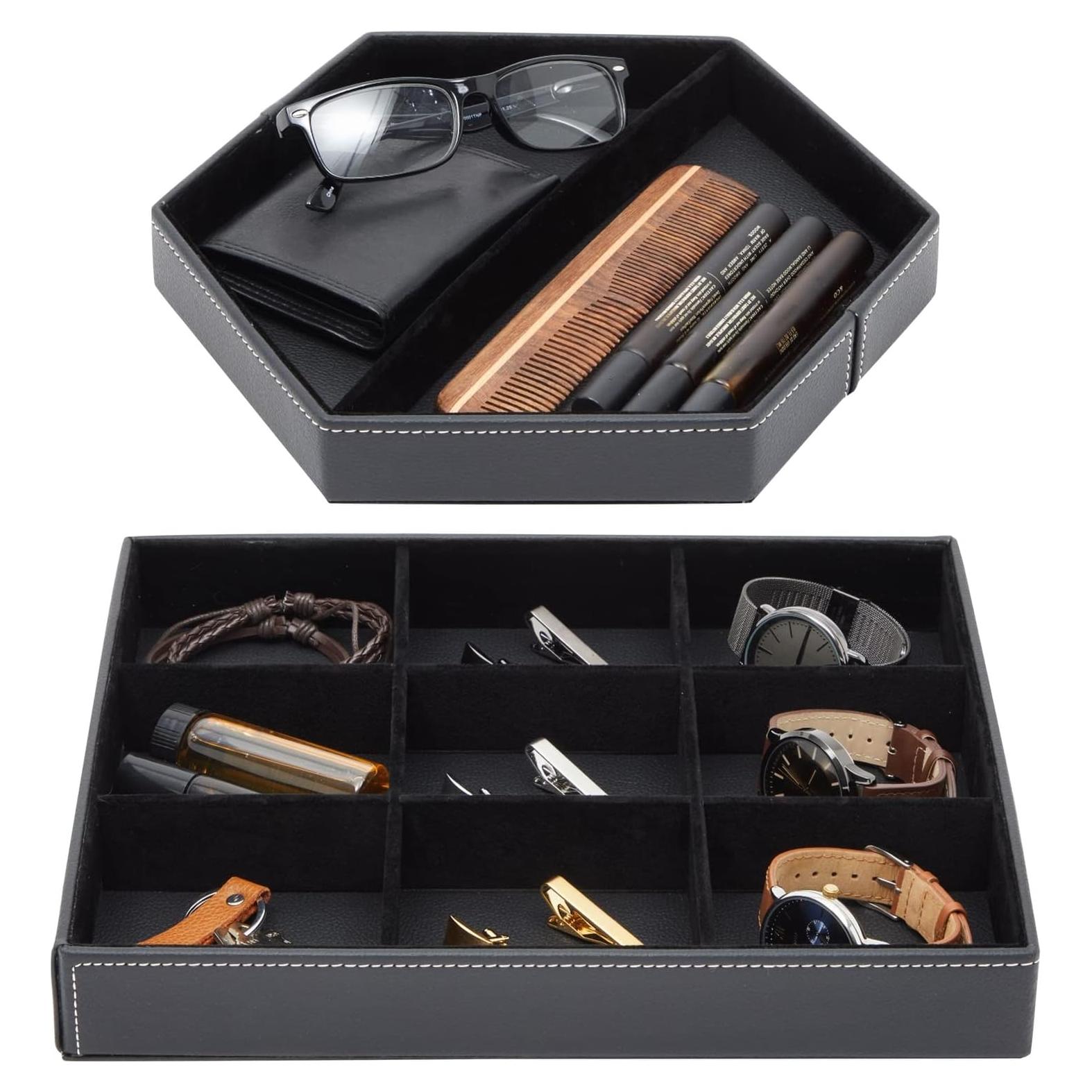 Set de 2 Bandejas de Cuero Sintético Juvale para Hombres