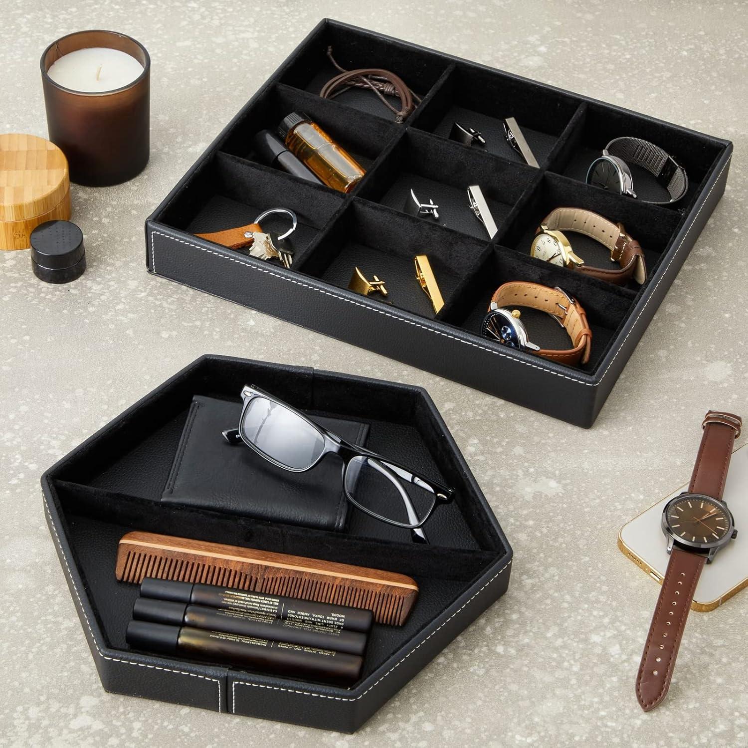 Set de 2 Bandejas de Cuero Sintético Juvale para Hombres