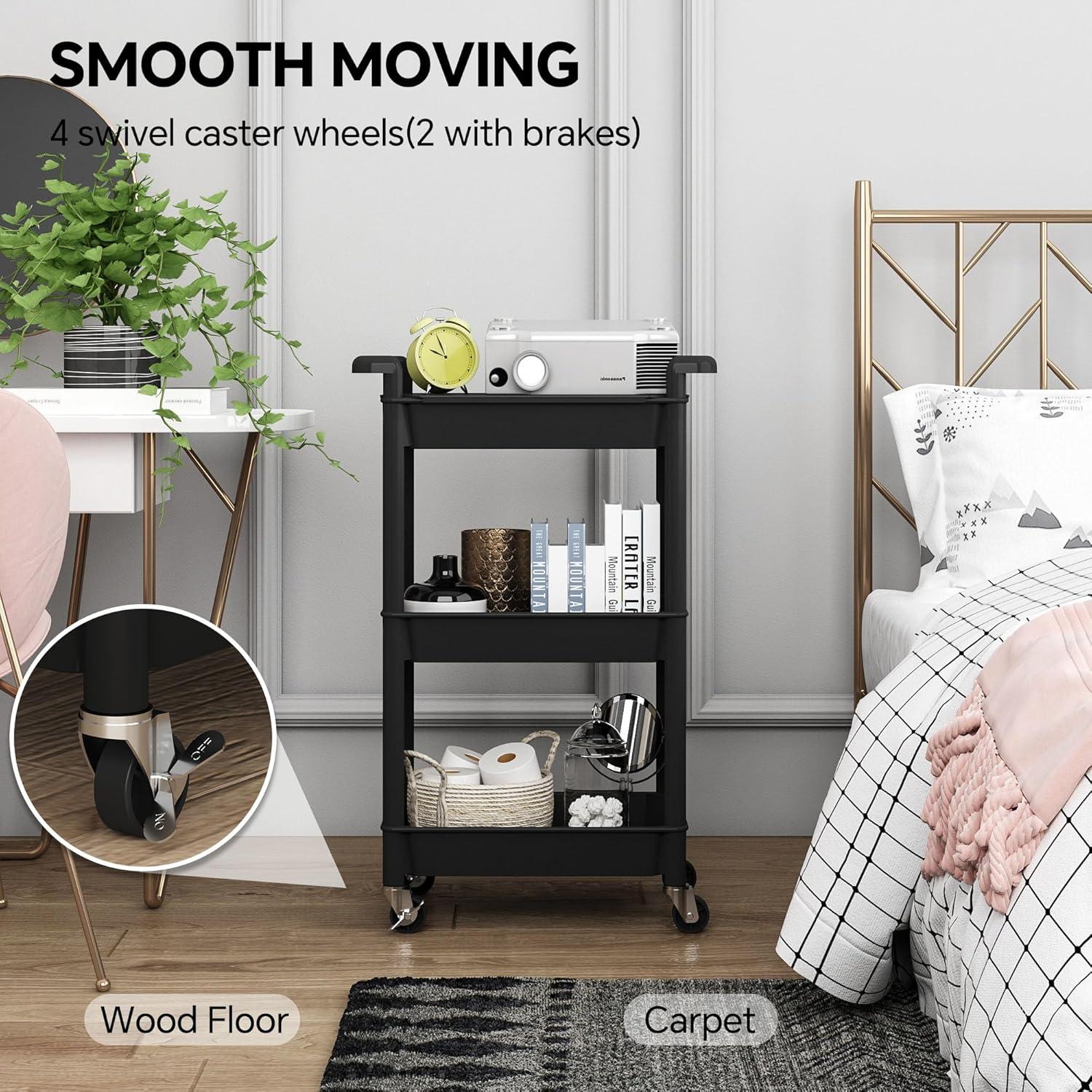 Carro Rodante de Utilidad Steehoom 3 Niveles Negro