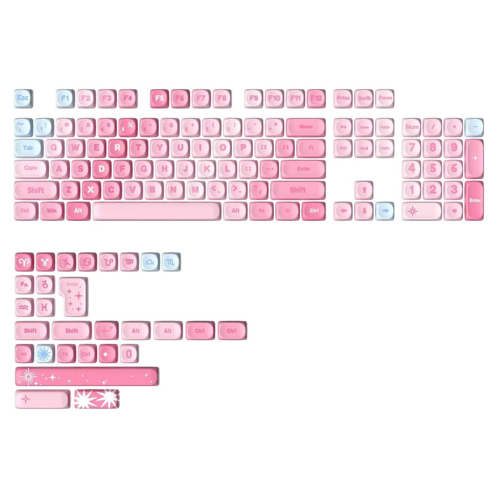 Conjunto de Teclas MOA YUNZII 140 PBT Rosa para Teclado Mecánico
