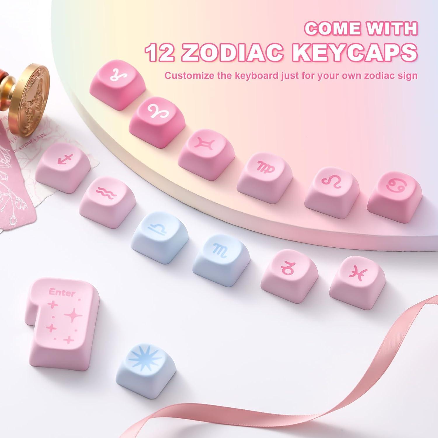 Conjunto de Teclas MOA YUNZII 140 PBT Rosa para Teclado Mecánico