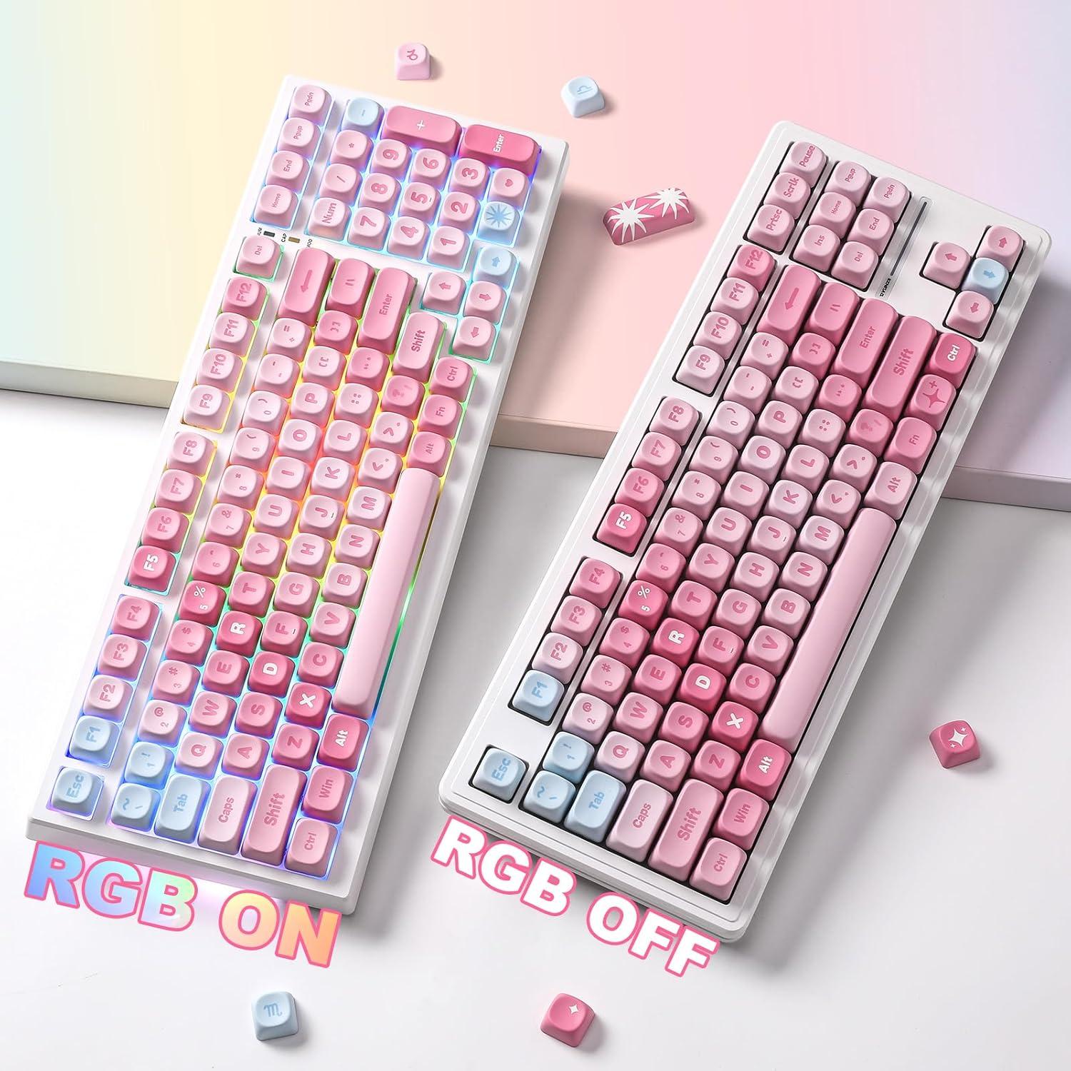 Conjunto de Teclas MOA YUNZII 140 PBT Rosa para Teclado Mecánico