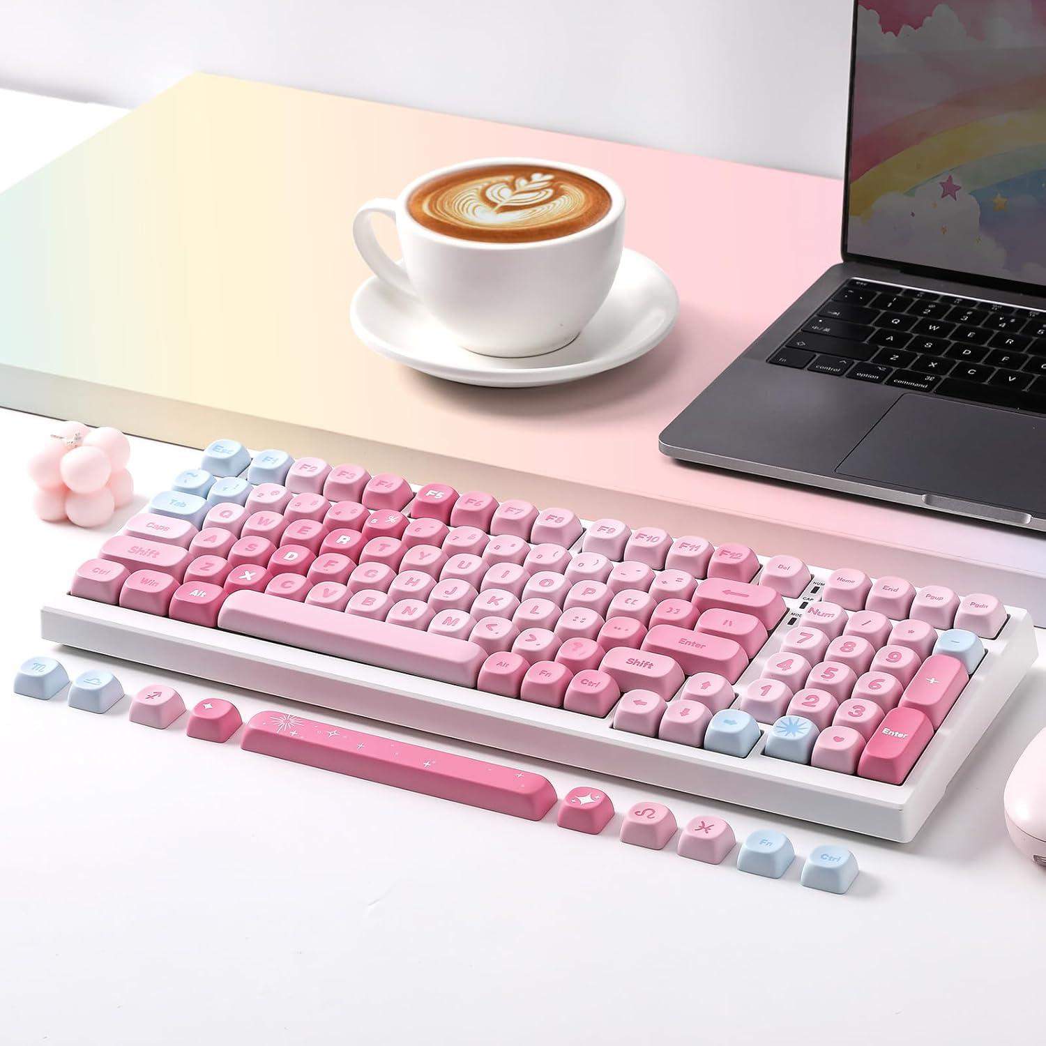 Conjunto de Teclas MOA YUNZII 140 PBT Rosa para Teclado Mecánico