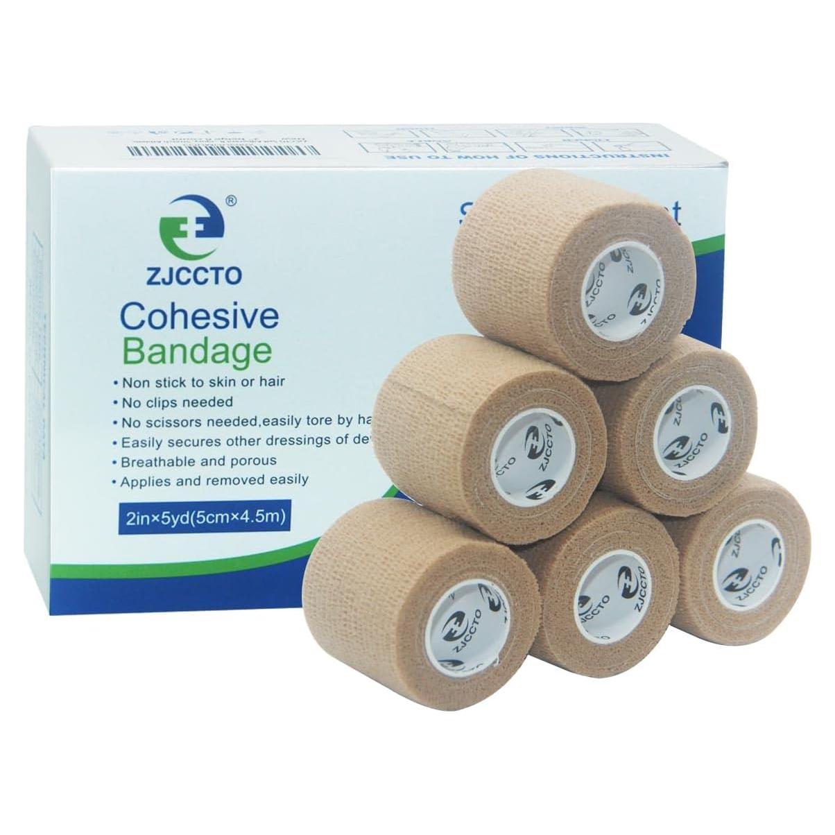 Paquete de 6 Vendajes Autoadhesivos ZJCCTO 5cm x 4.57m Beige