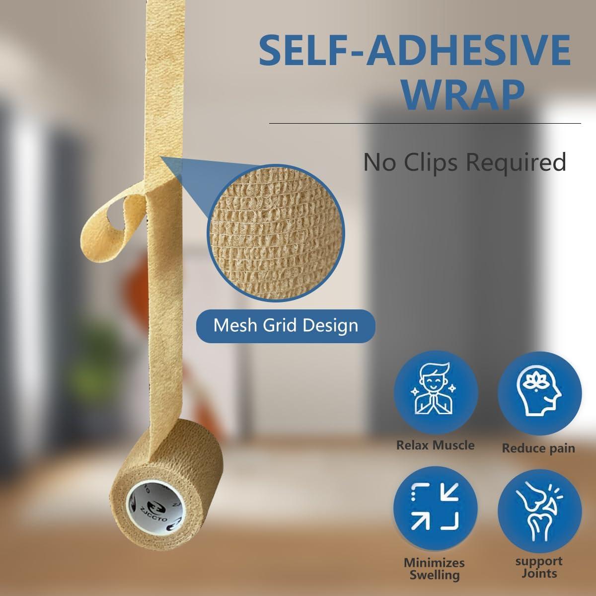 Paquete de 6 Vendajes Autoadhesivos ZJCCTO 5cm x 4.57m Beige