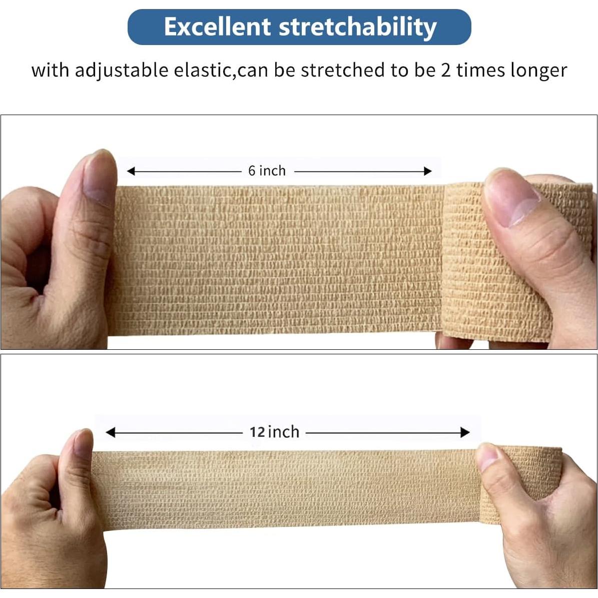 Paquete de 6 Vendajes Autoadhesivos ZJCCTO 5cm x 4.57m Beige