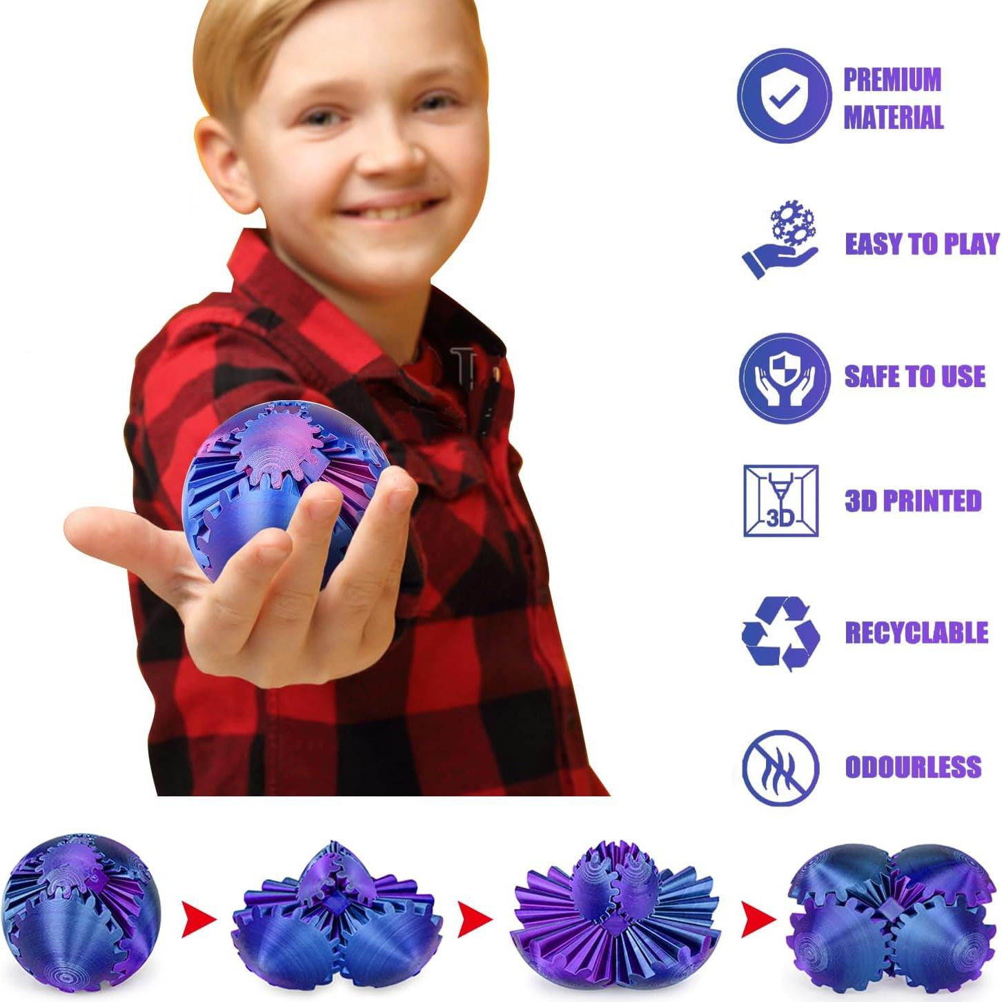 4PCS Juguete Antiestrés Bola de Engranaje 3D 6.6 cm