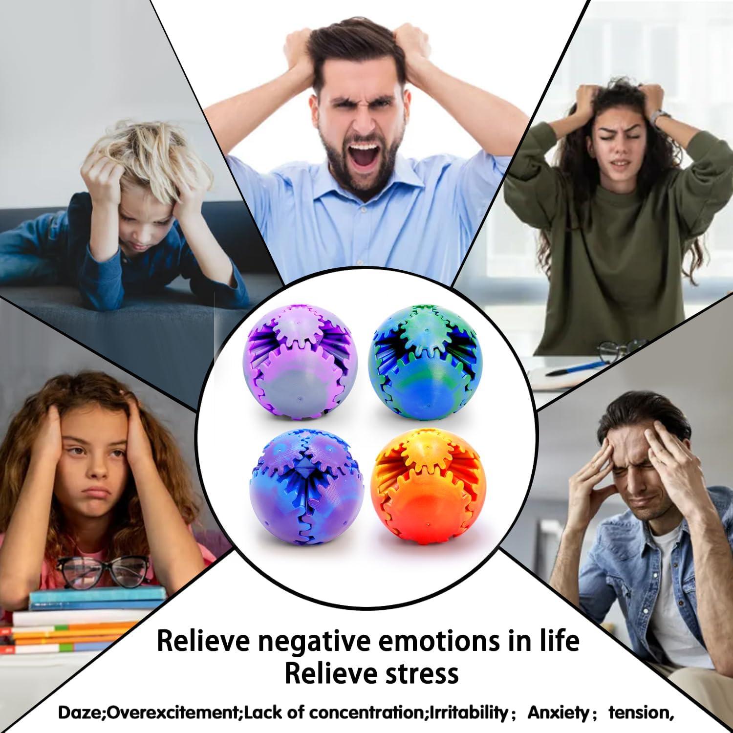 4PCS Juguete Antiestrés Bola de Engranaje 3D 6.6 cm