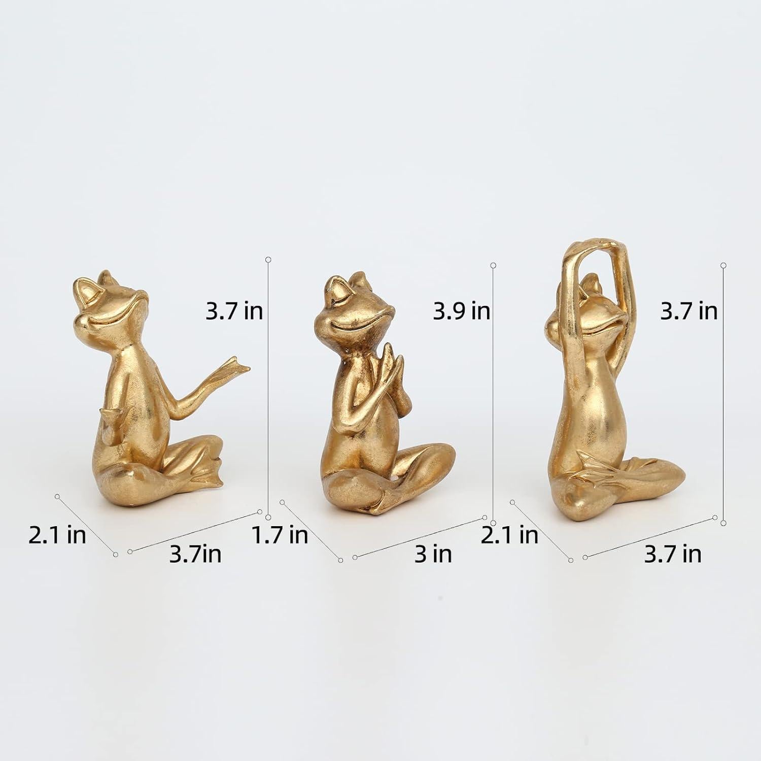 Set de 3 Estatuas de Rana Dorada para Decoración Zen 9.4cm