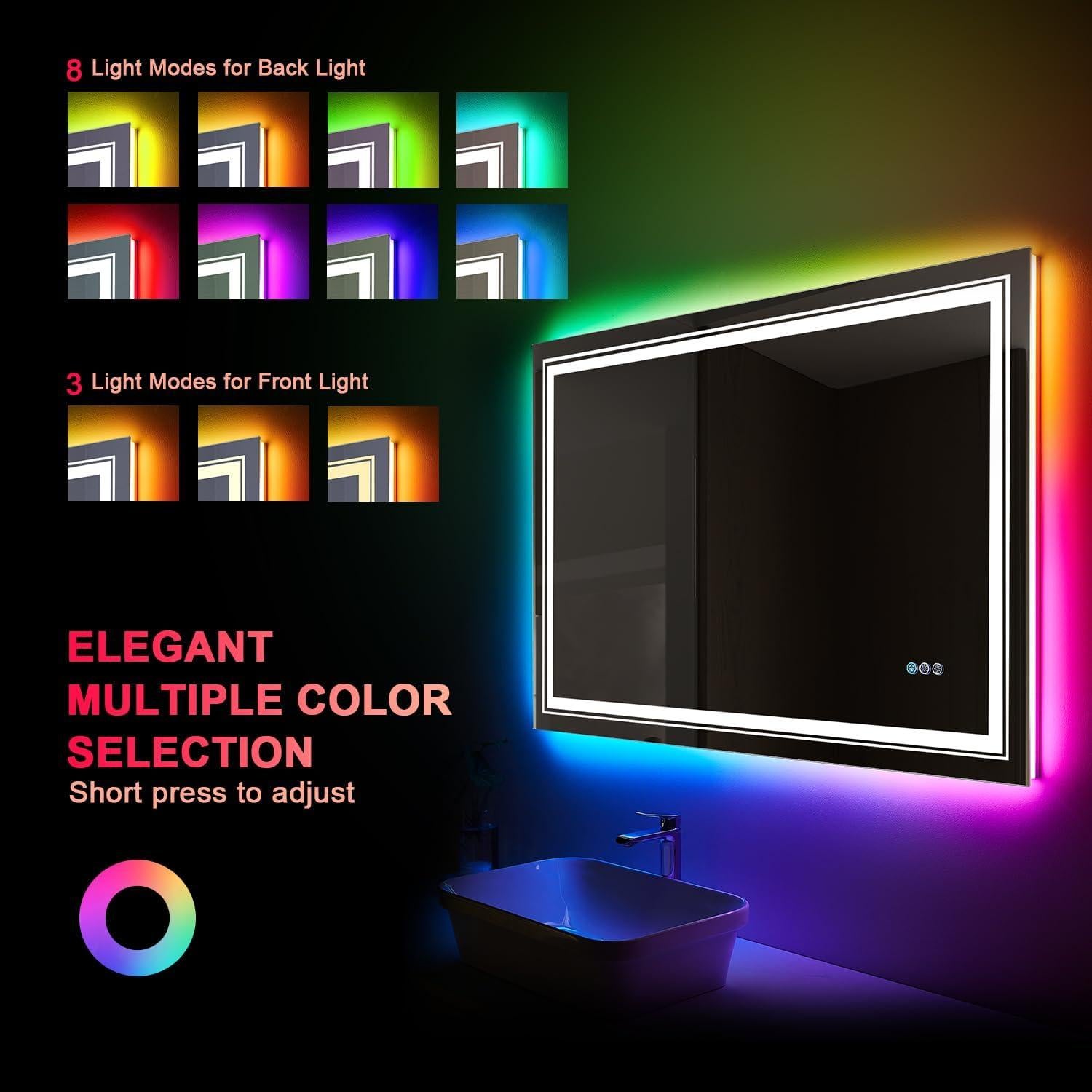 Espejo LED Snowdool 50.8x71.1 cm con Retroiluminación RGB