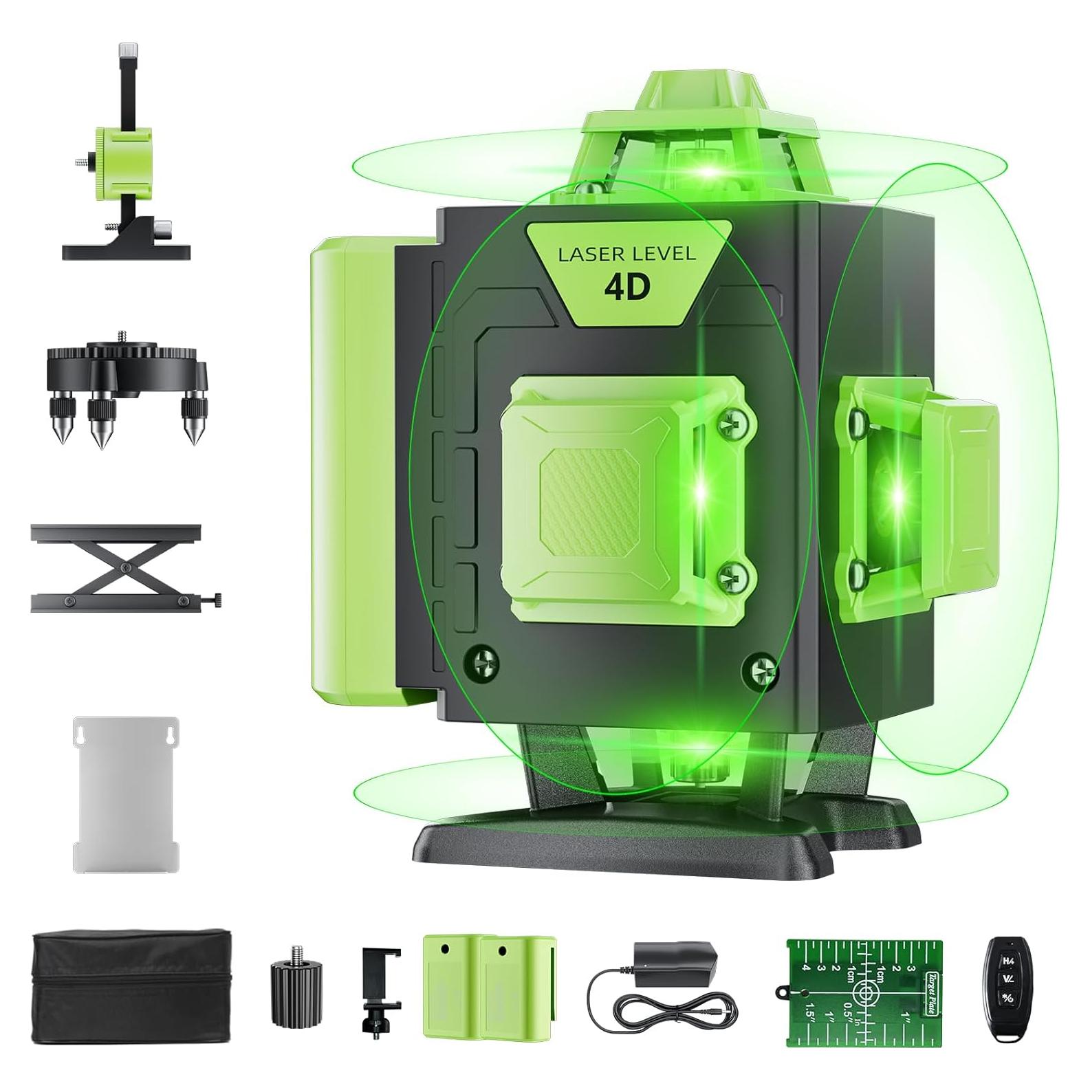 Nivel Láser 360 Autonivelante Olubfdh Verde 4D con Control Remoto