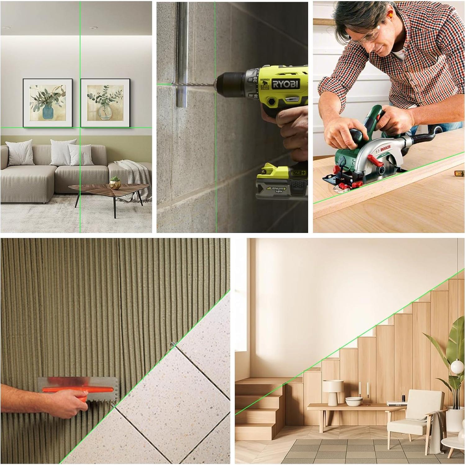 Nivel Láser 360 Autonivelante Olubfdh Verde 4D con Control Remoto