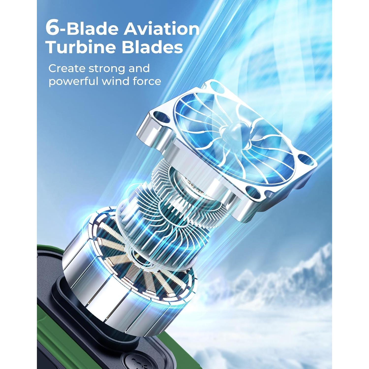 Ventilador Portátil de Cintura Joeyrras 10000mAh Verde 5 Velocidades