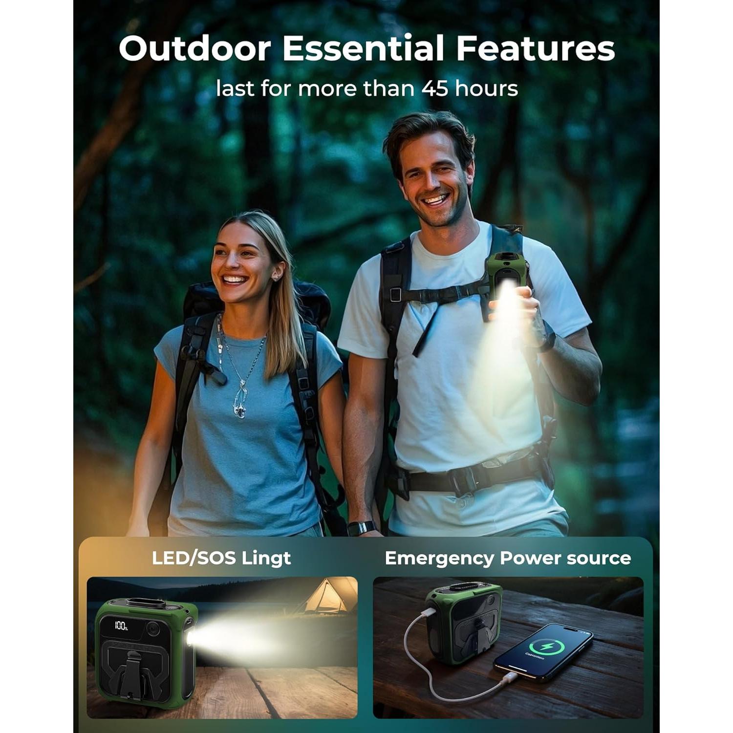 Ventilador Portátil de Cintura Joeyrras 10000mAh Verde 5 Velocidades