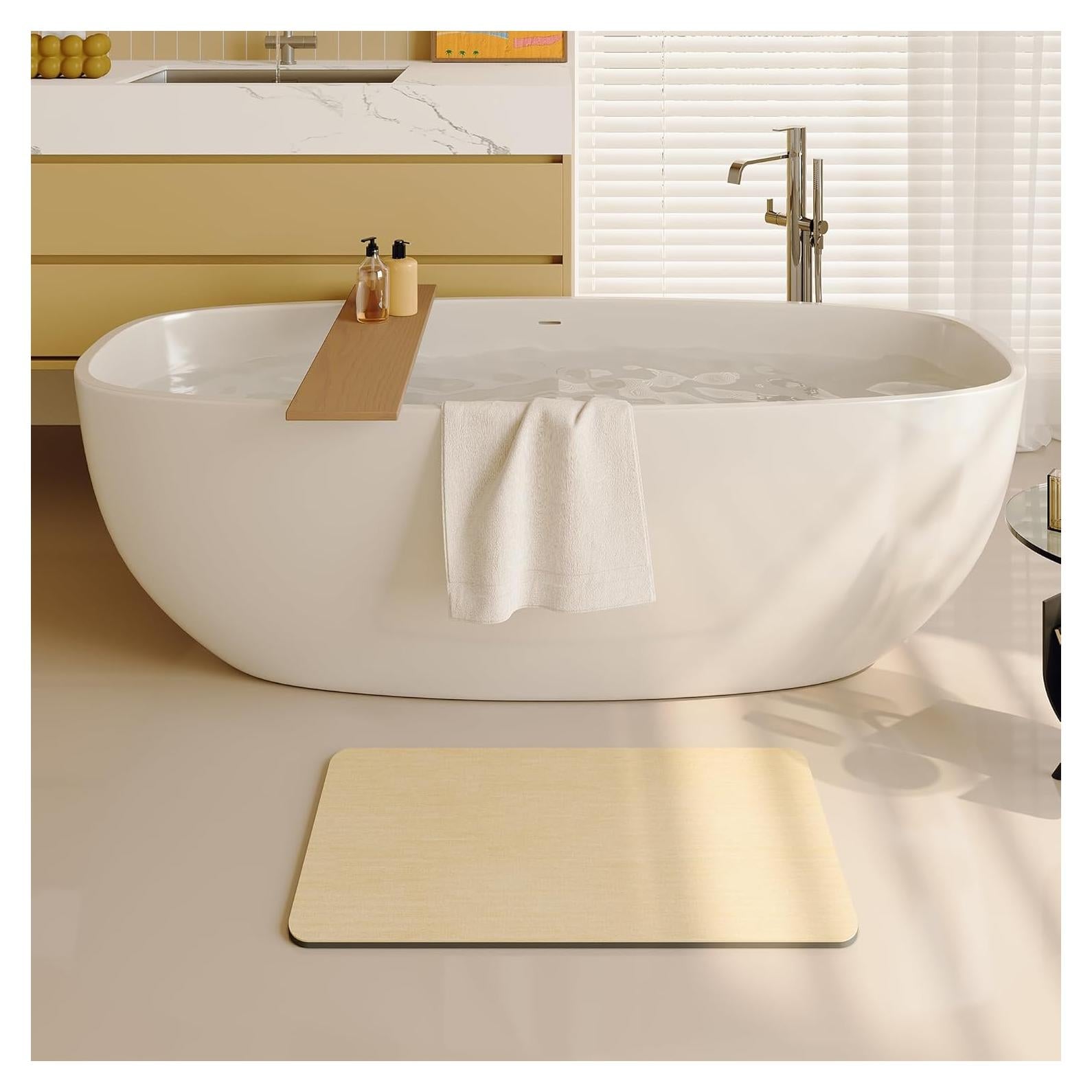 Alfombra de Baño Antideslizante Mecko Beige 41x61cm Suede