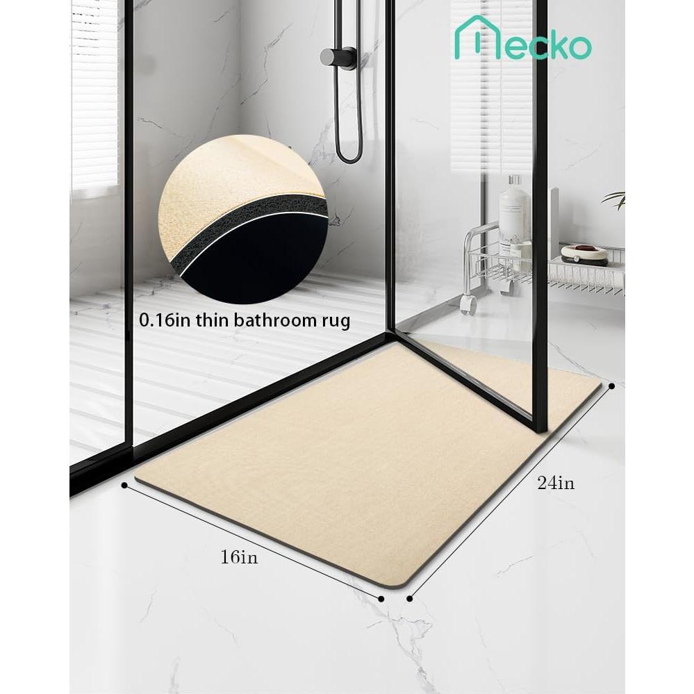 Alfombra de Baño Antideslizante Mecko Beige 41x61cm Suede