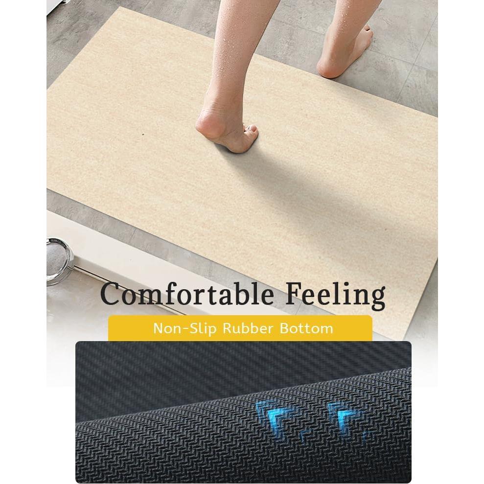 Alfombra de Baño Antideslizante Mecko Beige 41x61cm Suede