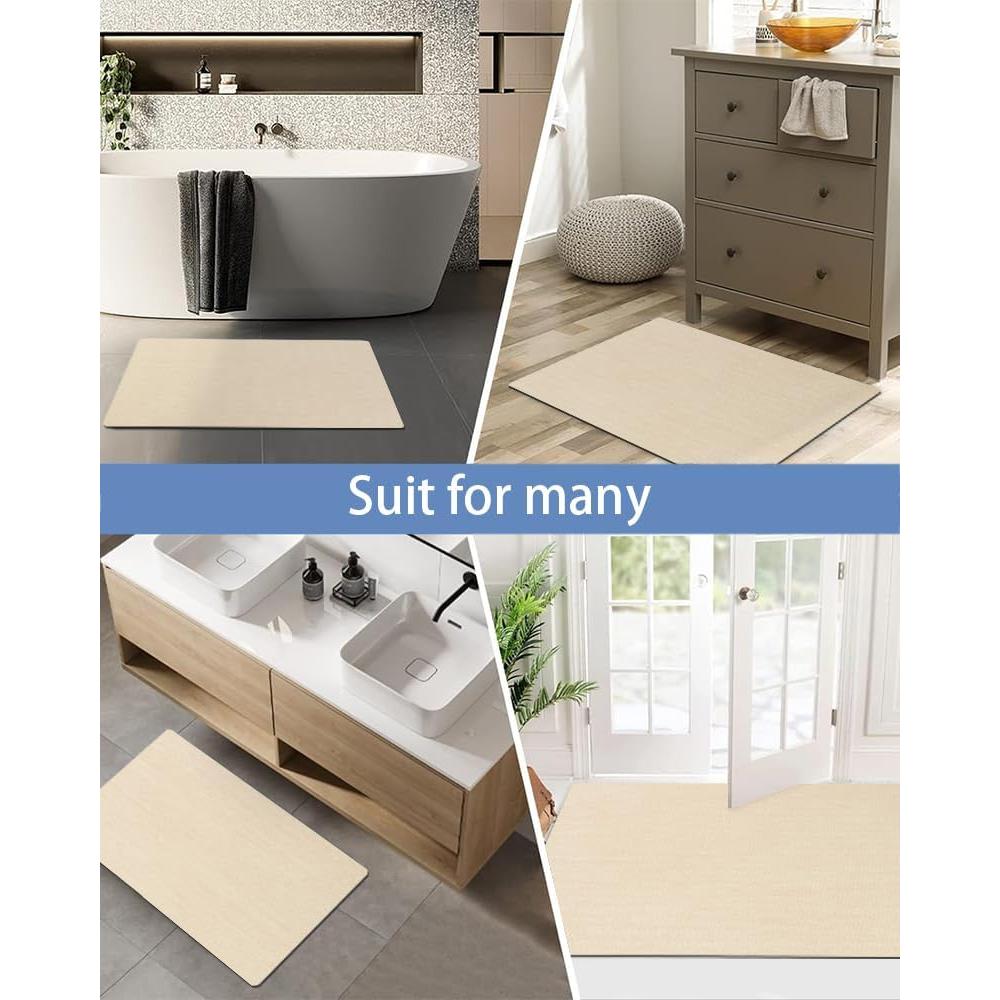 Alfombra de Baño Antideslizante Mecko Beige 41x61cm Suede