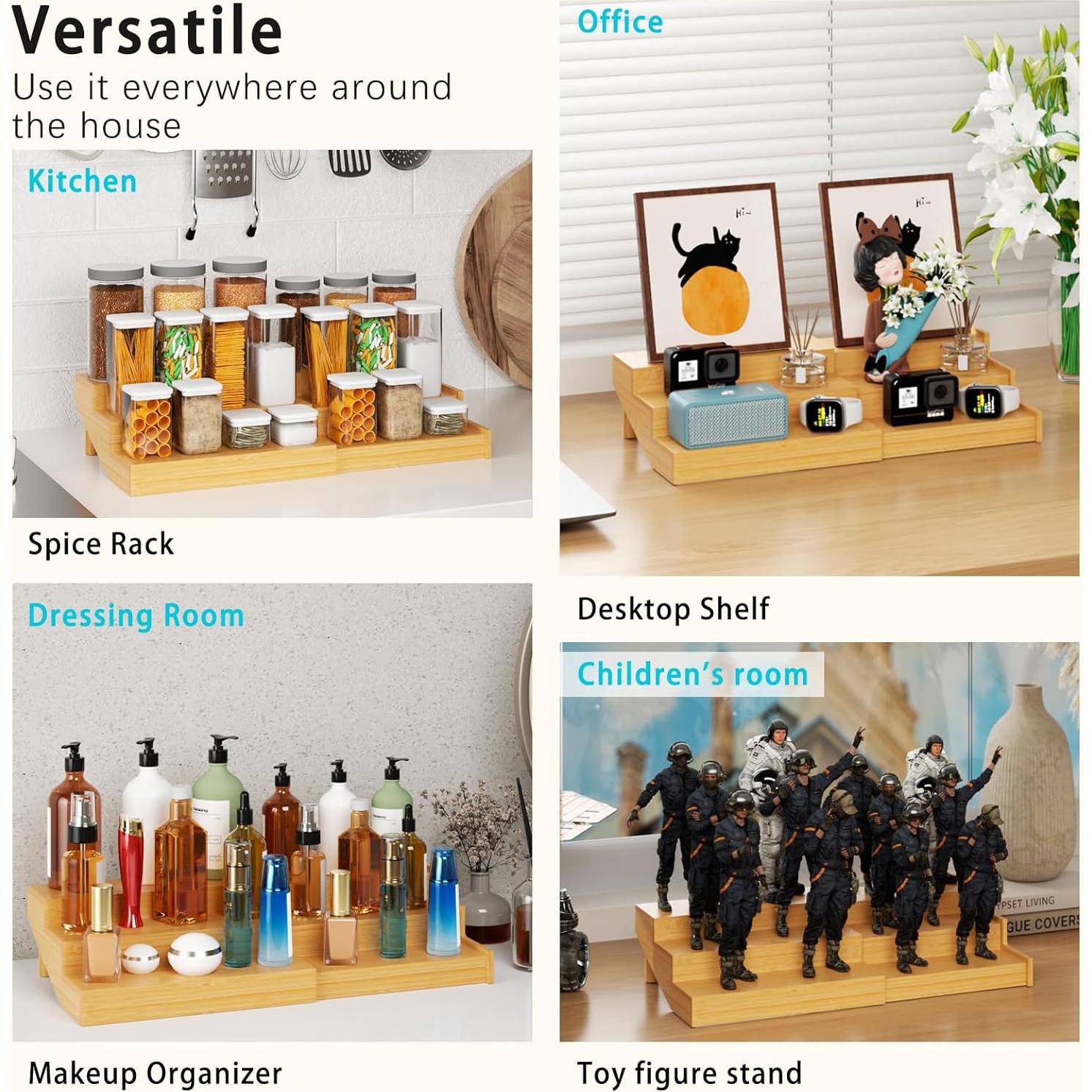 Estante de Especias de Bambú Youpehom Expandible 3 Niveles