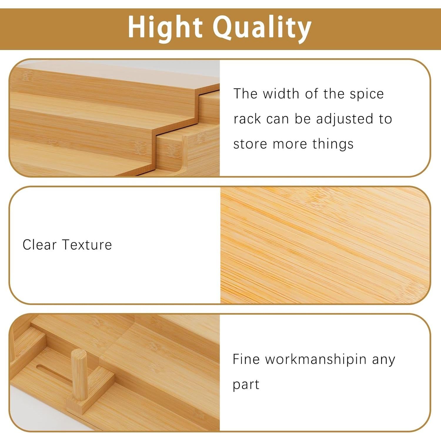 Estante de Especias de Bambú Youpehom Expandible 3 Niveles