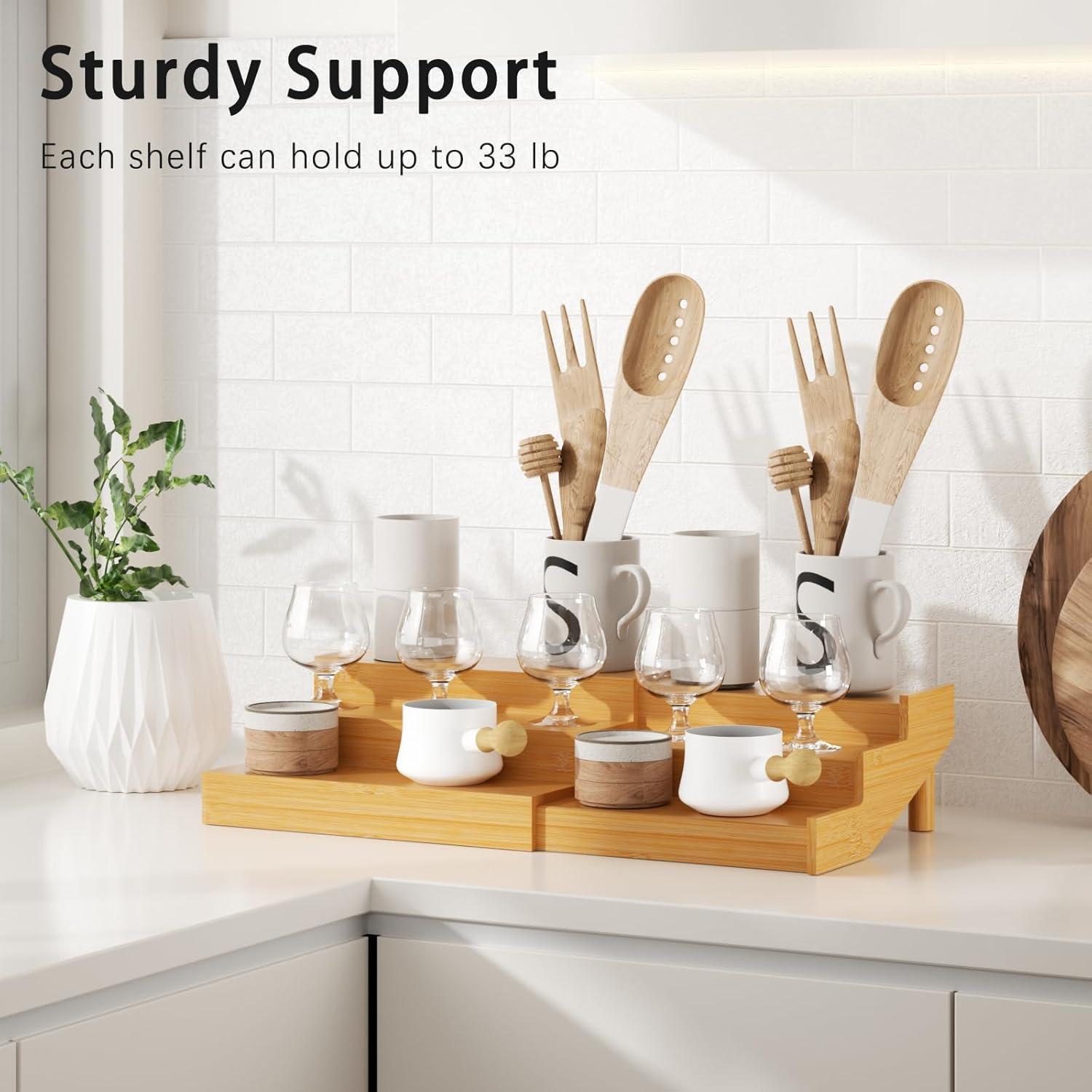 Estante de Especias de Bambú Youpehom Expandible 3 Niveles