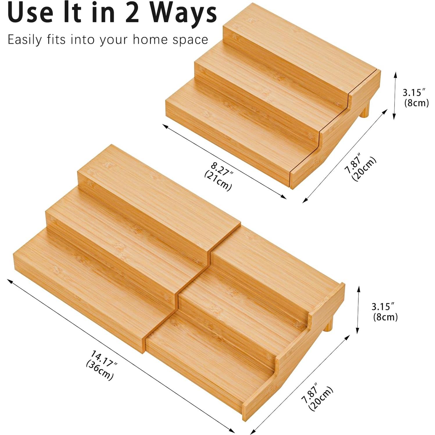 Estante de Especias de Bambú Youpehom Expandible 3 Niveles