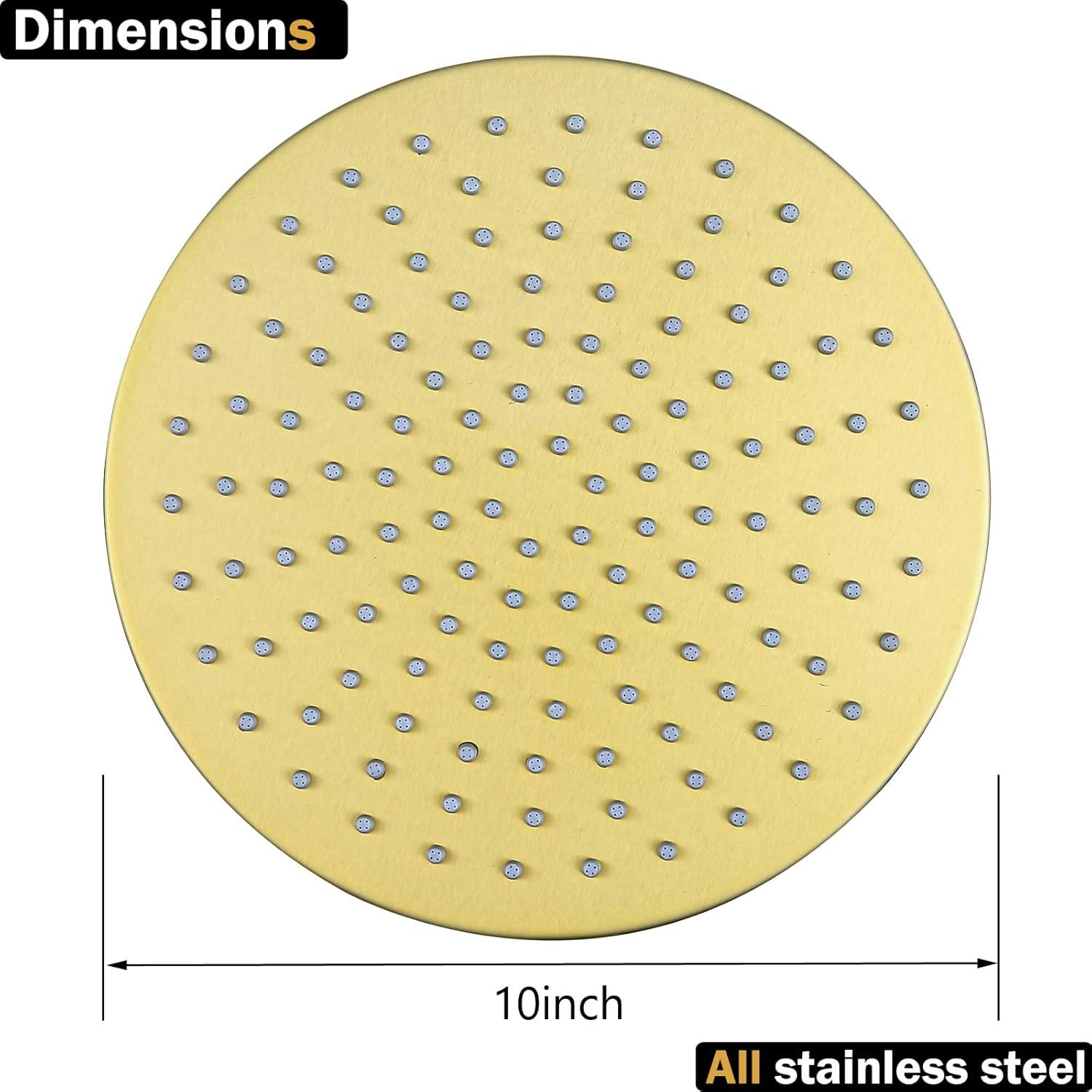 Cabezal de Ducha de Lluvia RANDOM 10" Dorado Cepillado Acero Inoxidable