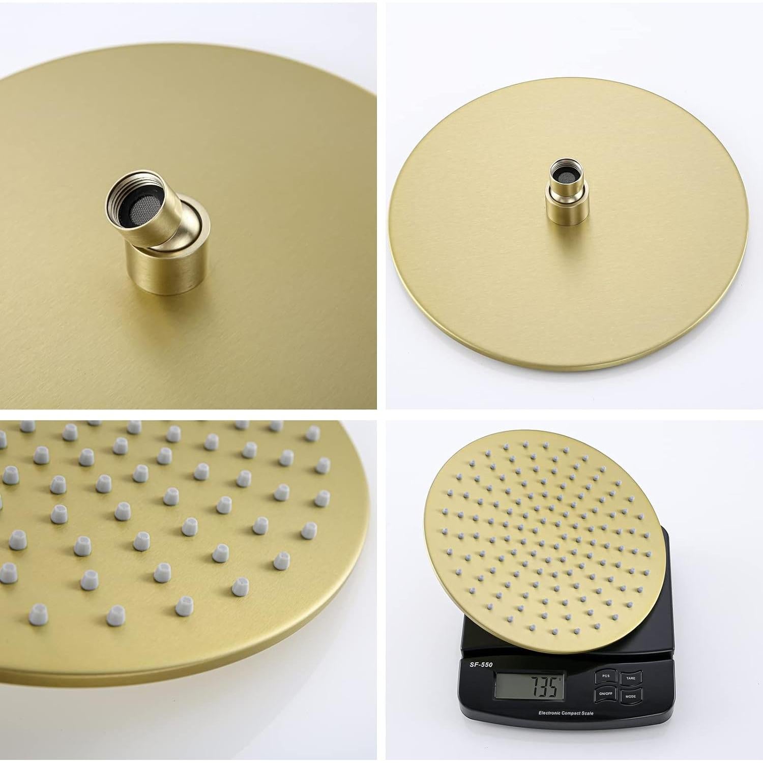 Cabezal de Ducha de Lluvia RANDOM 10" Dorado Cepillado Acero Inoxidable