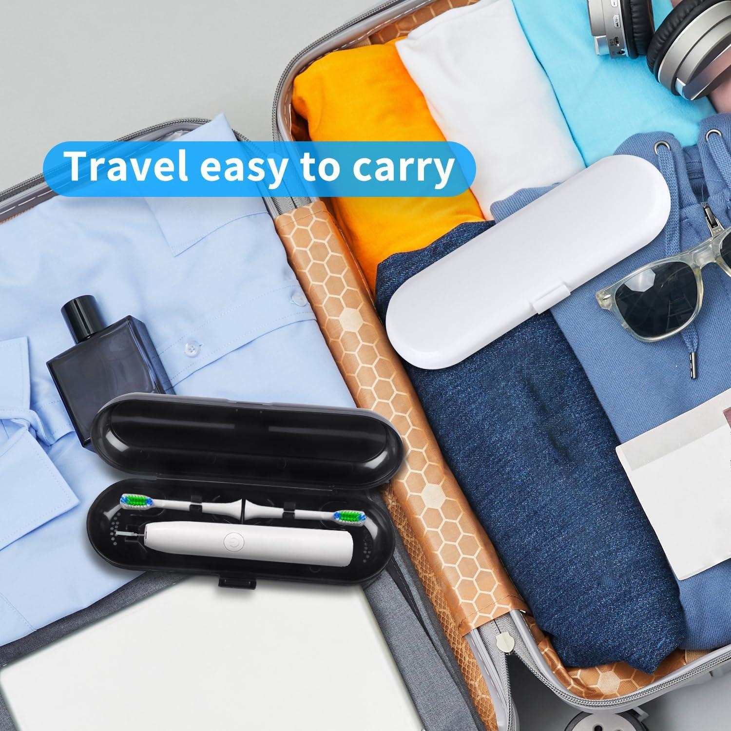 Estuche de Cepillo de Dientes Eléctrico Fowecelt 2 Pack Negro y Blanco