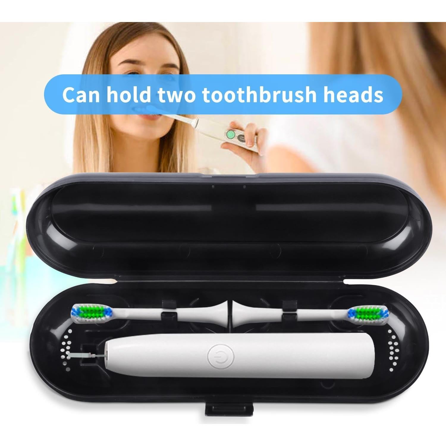 Estuche de Cepillo de Dientes Eléctrico Fowecelt 2 Pack Negro y Blanco