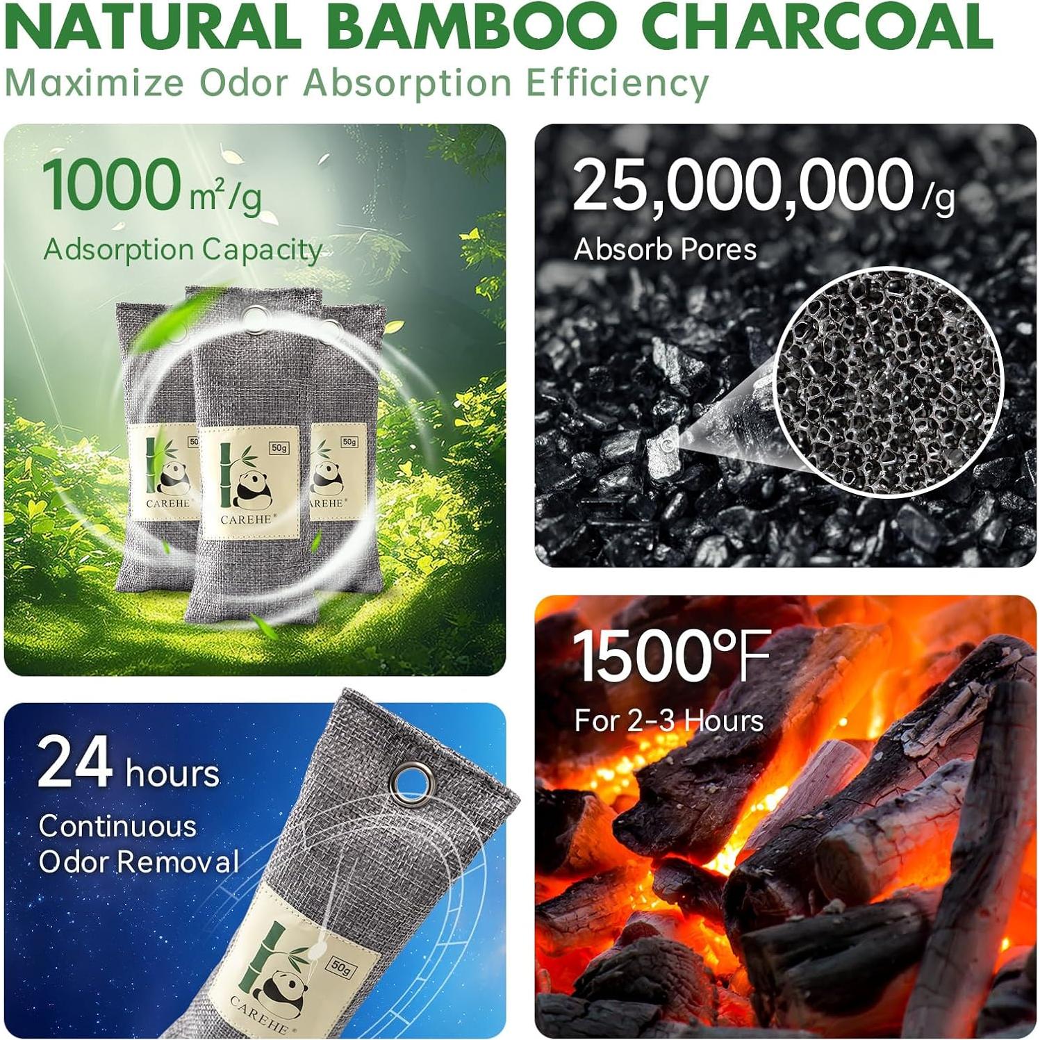 Paquete de 6 Bolsas Desodorantes de Carbón Activado CAREHE 50g