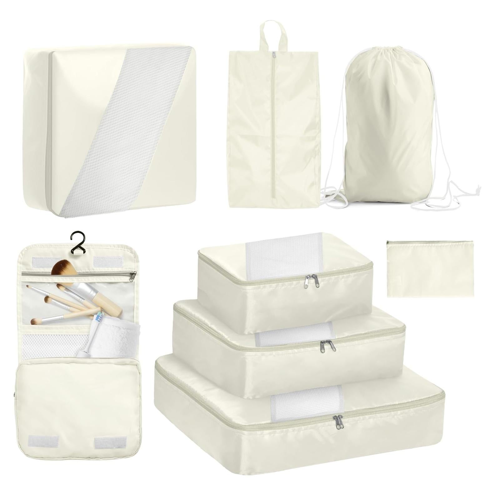 Set de Cubos de Empaque WVM 8 Piezas Beige para Viaje