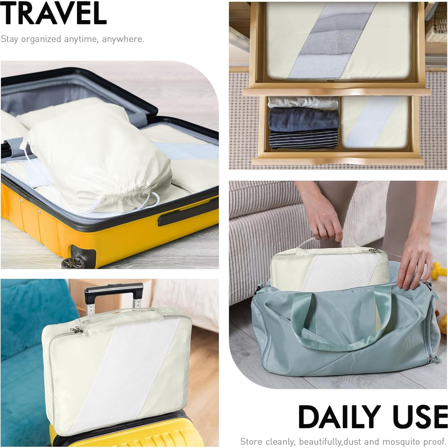 Set de Cubos de Empaque WVM 8 Piezas Beige para Viaje