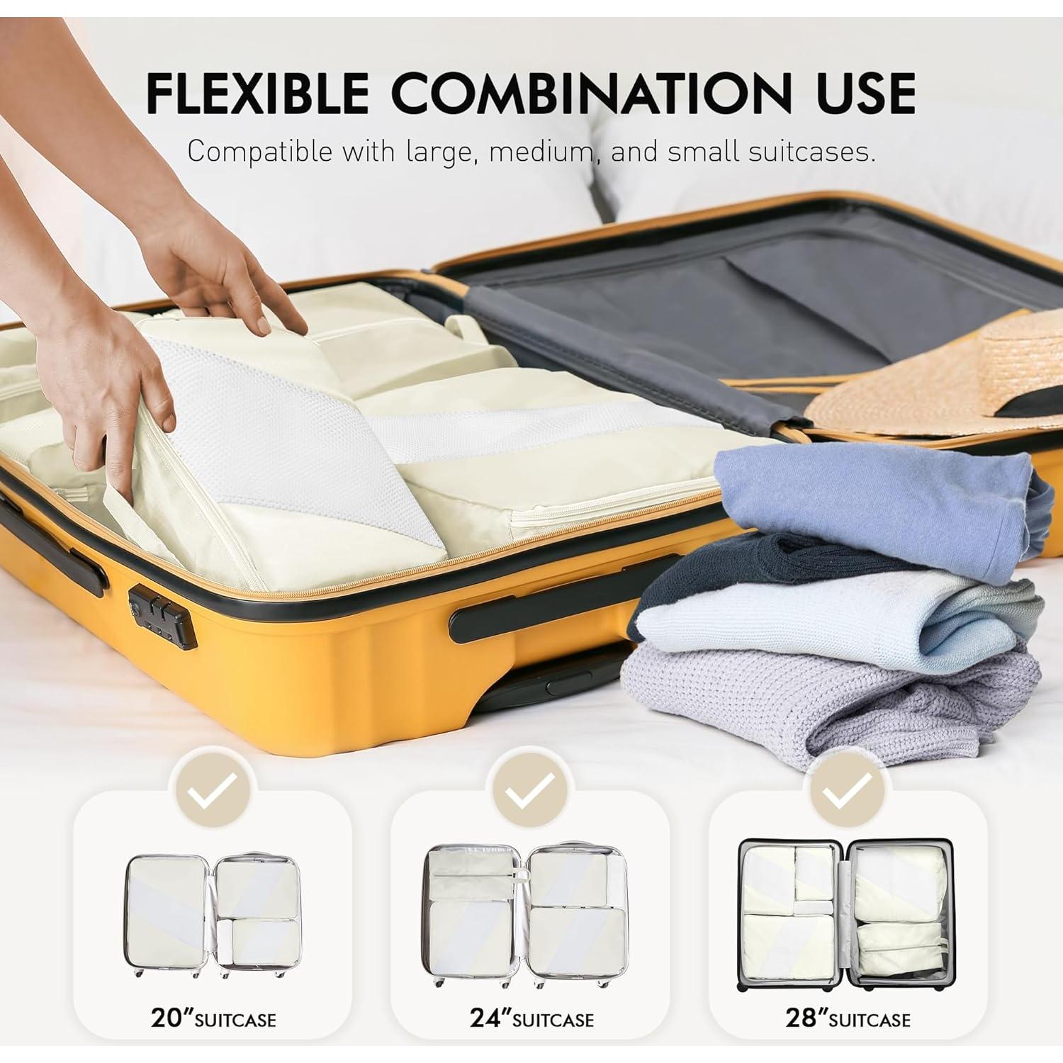 Set de Cubos de Empaque WVM 8 Piezas Beige para Viaje