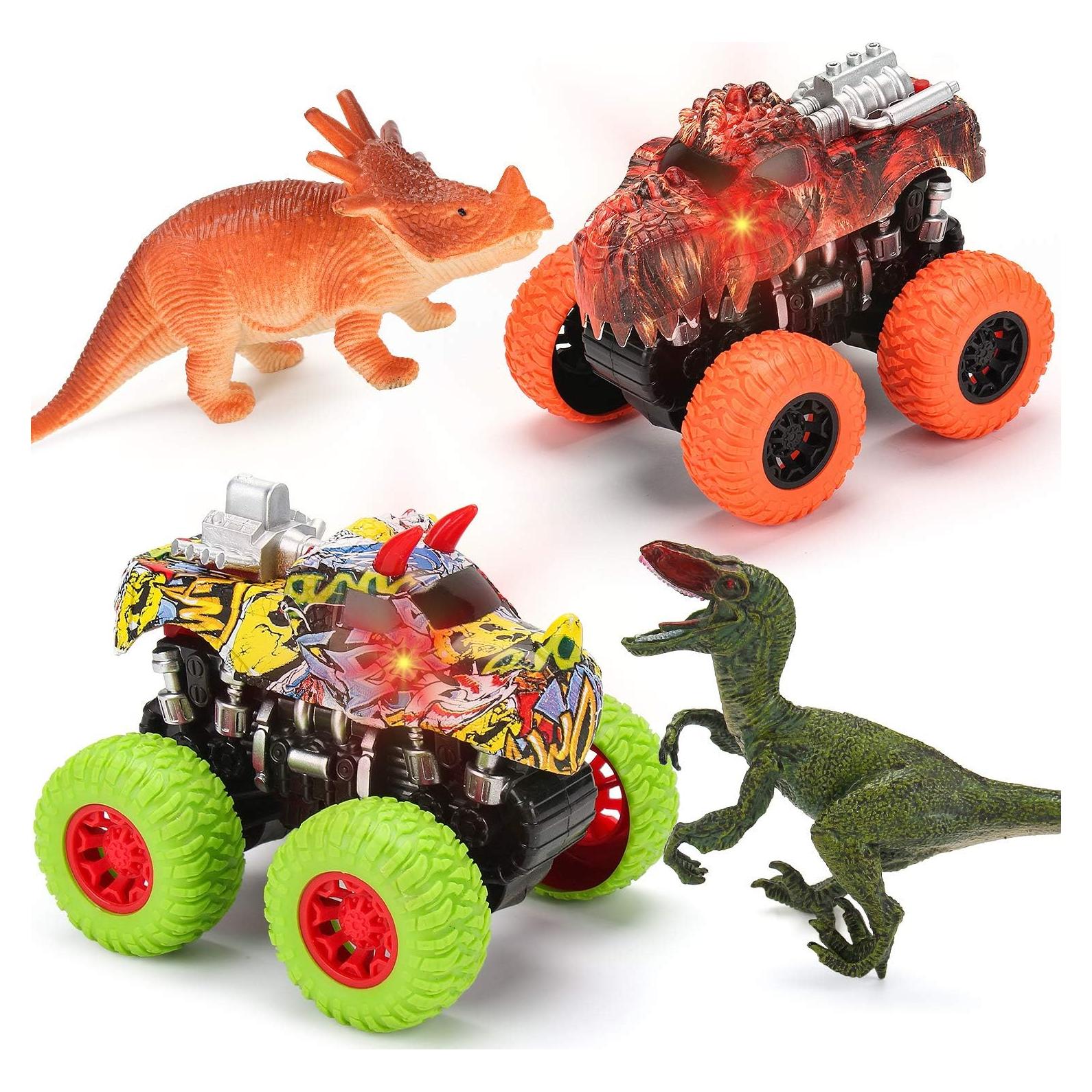 Conjunto Juguetes Camiones Monster Truck MOBIUS - 2 Dinosaurios