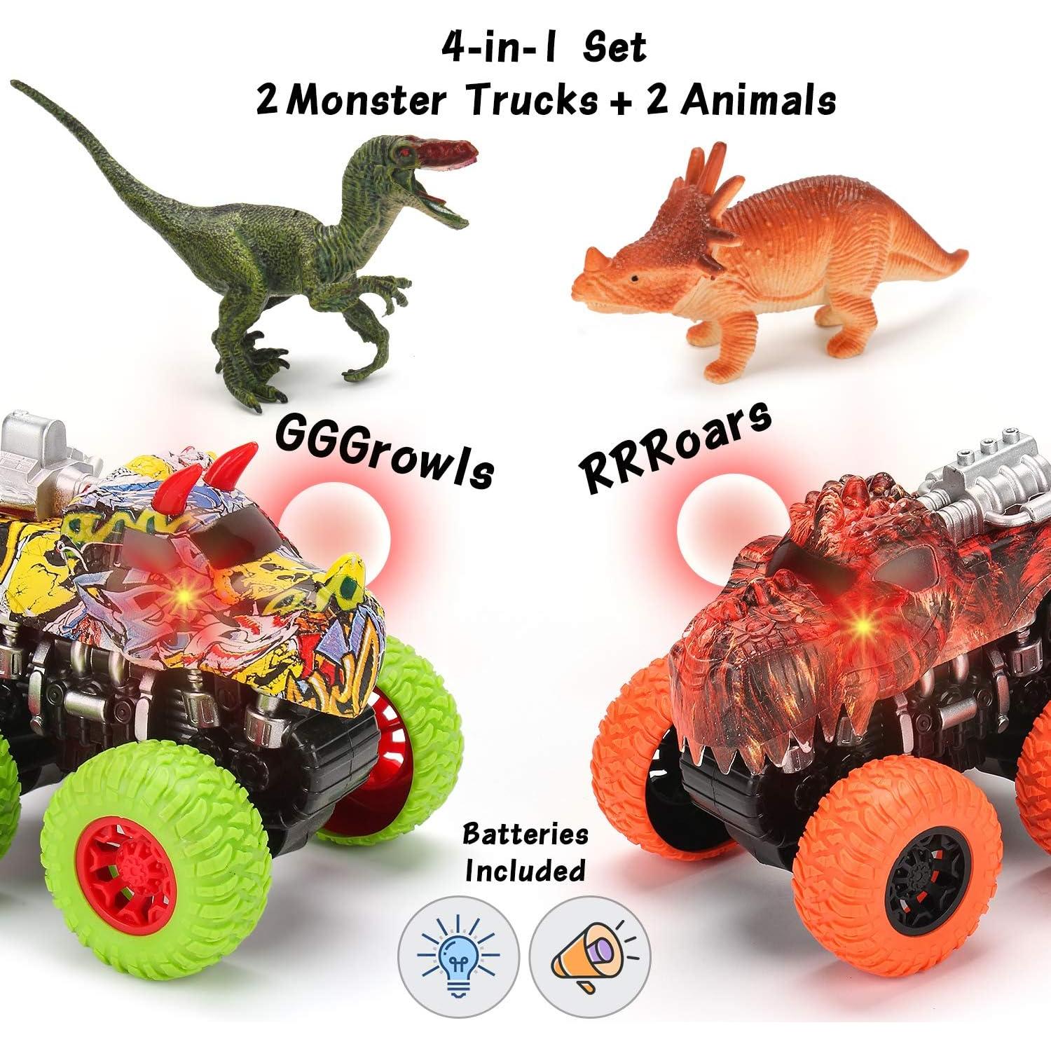 Conjunto Juguetes Camiones Monster Truck MOBIUS - 2 Dinosaurios