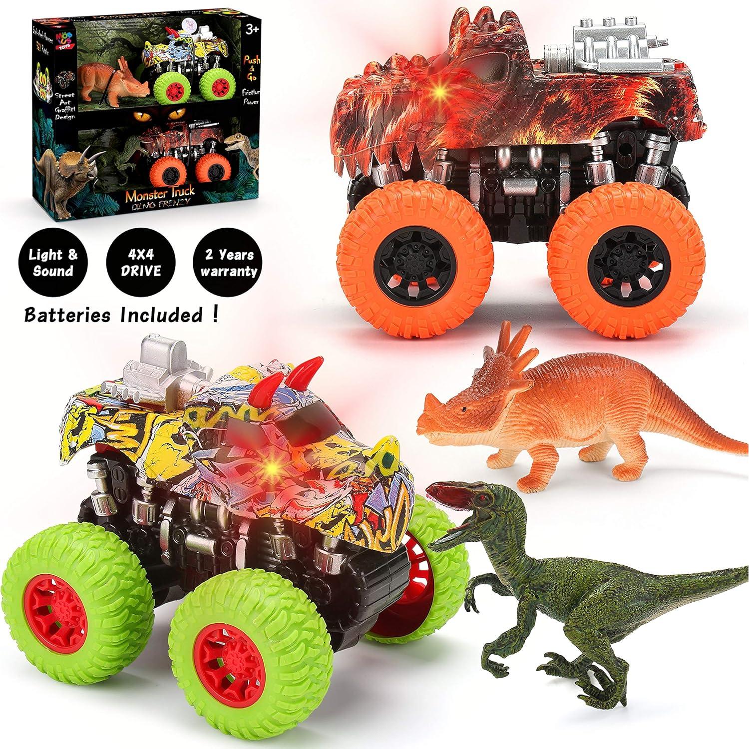 Conjunto Juguetes Camiones Monster Truck MOBIUS - 2 Dinosaurios