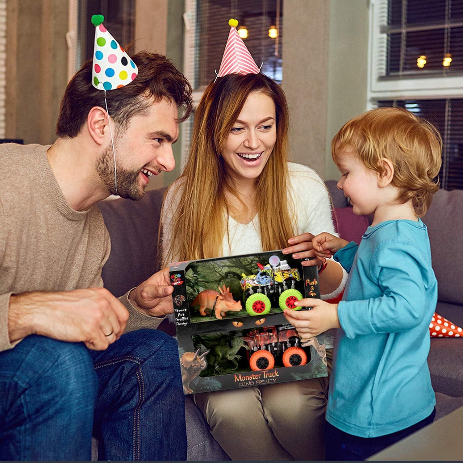 Conjunto Juguetes Camiones Monster Truck MOBIUS - 2 Dinosaurios