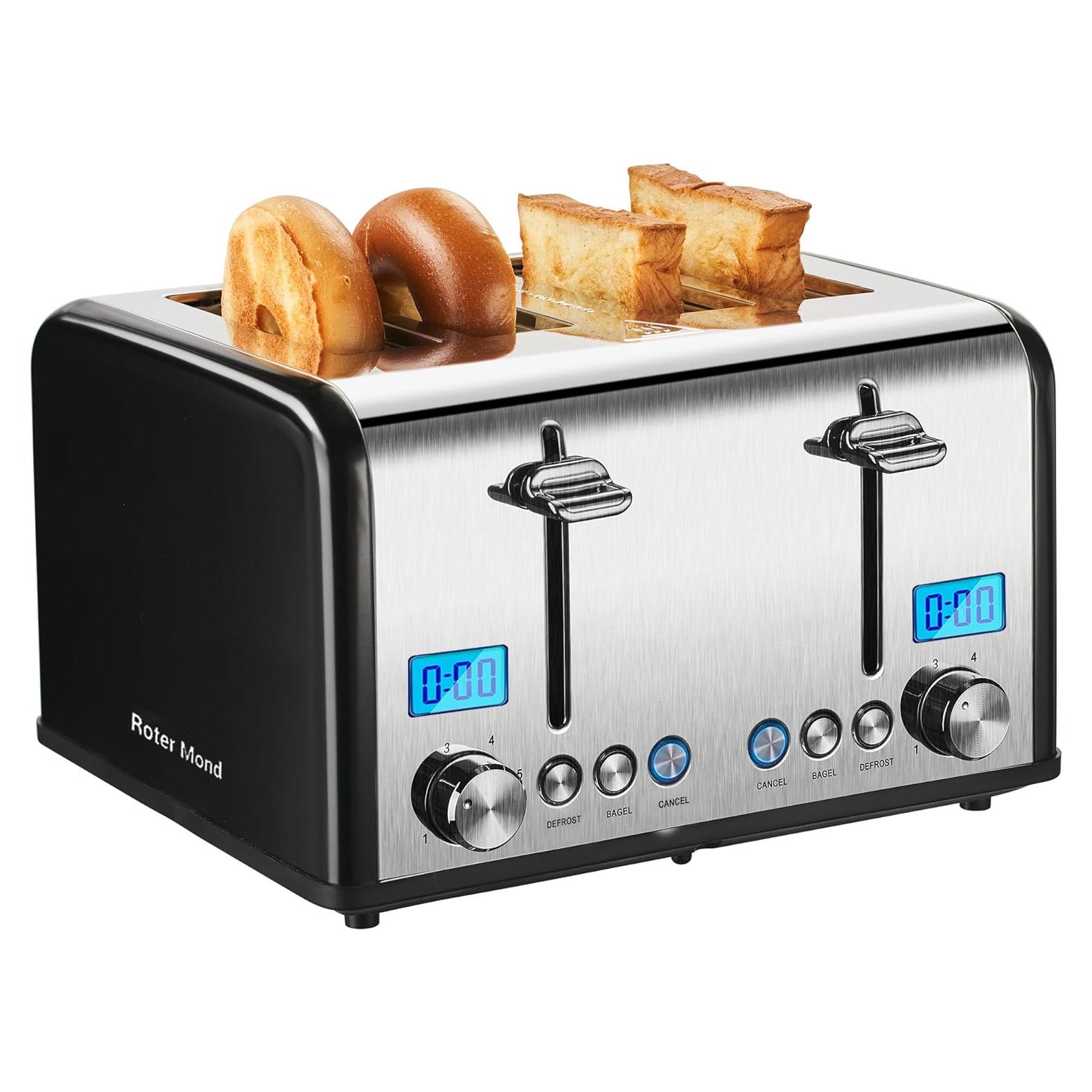 Tostadora de 4 Rebanadas Roter Mond Acero Inoxidable 1650W