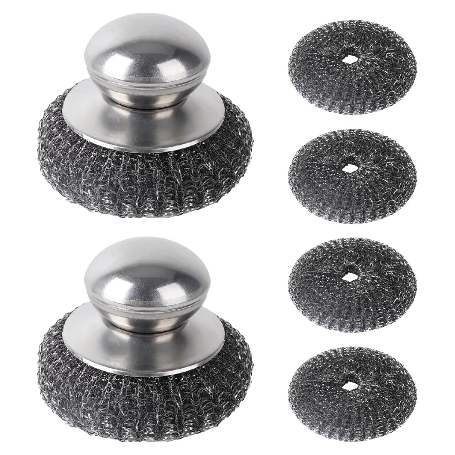 Set 2 Estropajos de Acero Inoxidable con 4 Almohadillas Qiuruoo