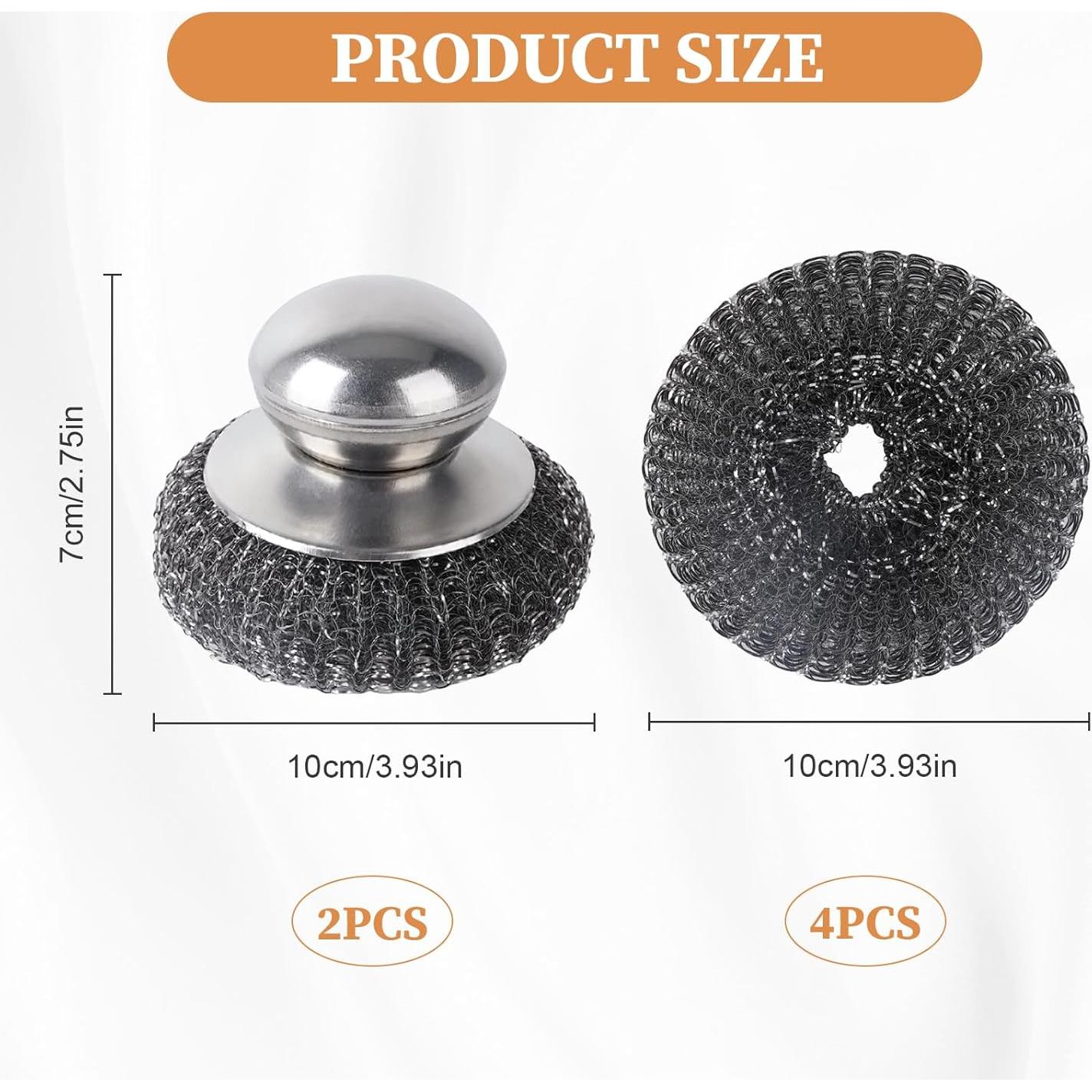 Set 2 Estropajos de Acero Inoxidable con 4 Almohadillas Qiuruoo