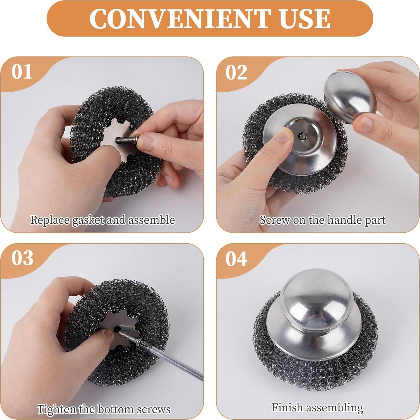 Set 2 Estropajos de Acero Inoxidable con 4 Almohadillas Qiuruoo