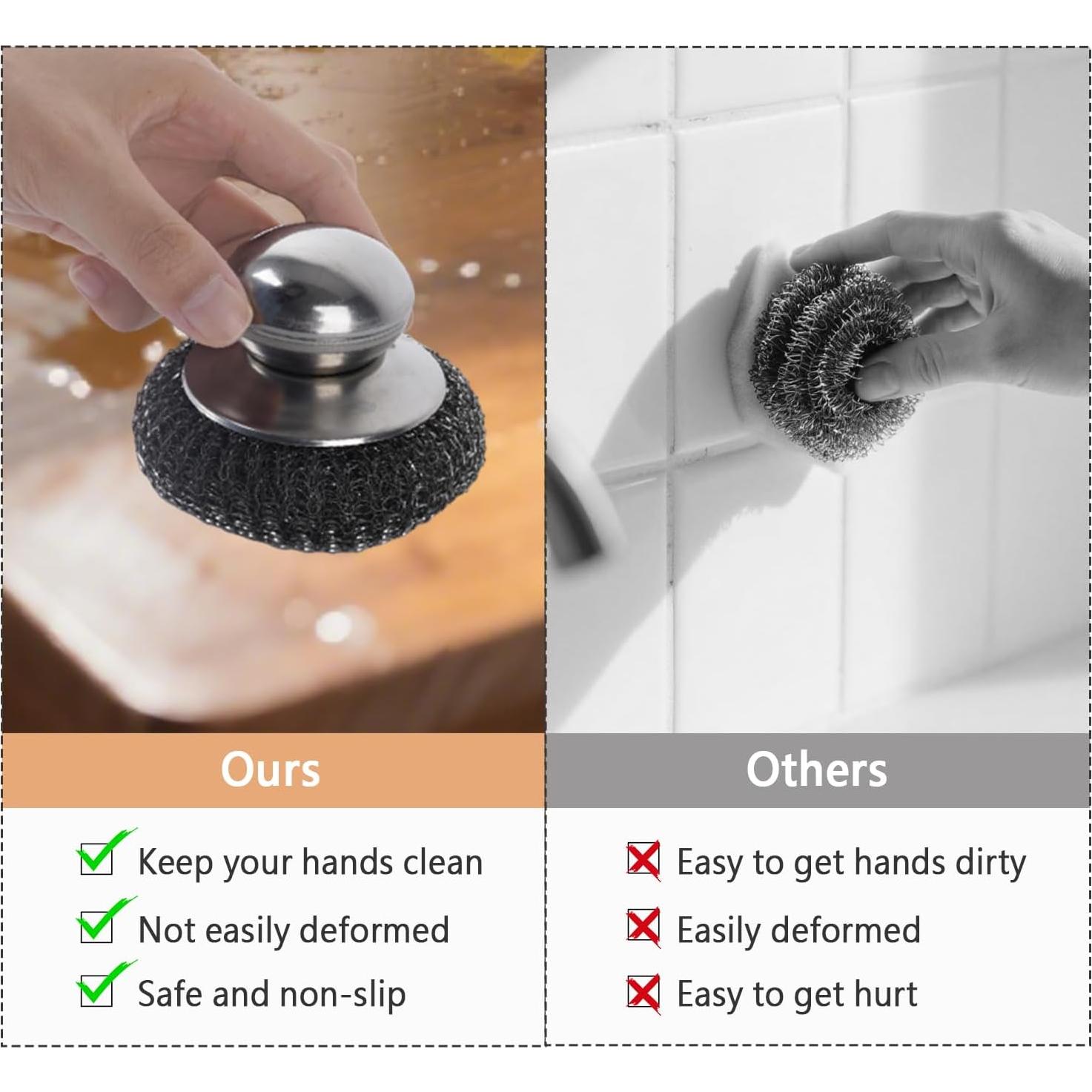 Set 2 Estropajos de Acero Inoxidable con 4 Almohadillas Qiuruoo